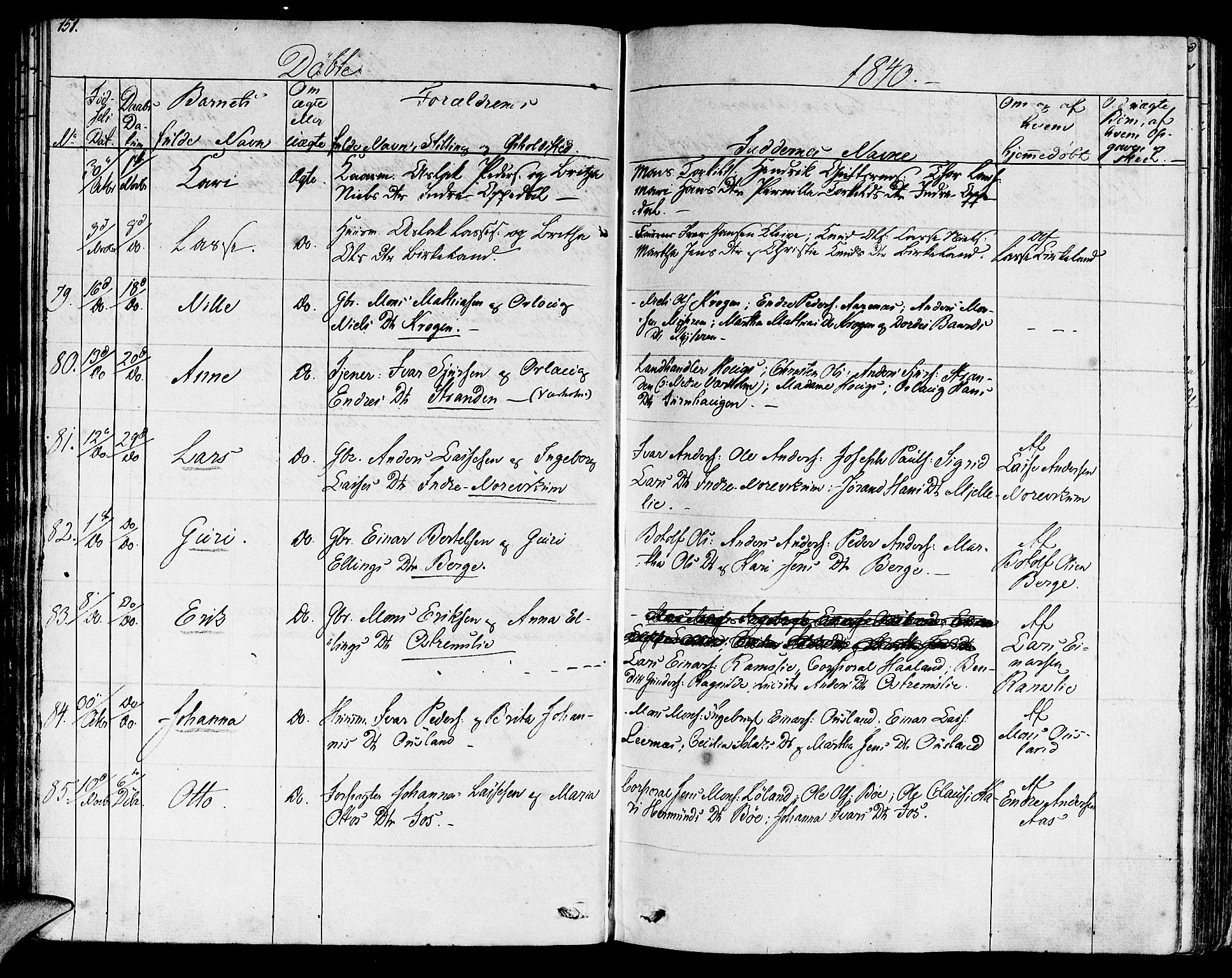 Lavik sokneprestembete, AV/SAB-A-80901: Parish register (official) no. A 2I, 1821-1842, p. 151