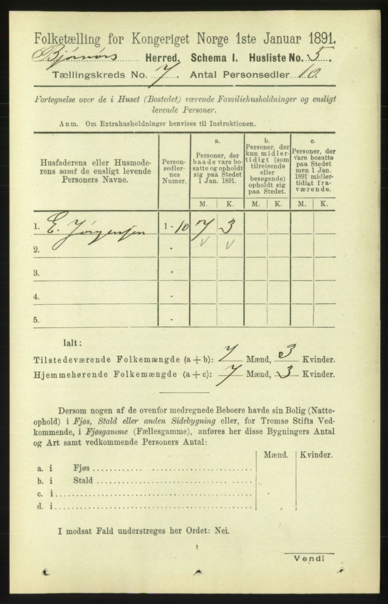 RA, 1891 census for 1632 Bjørnør, 1891, p. 2938