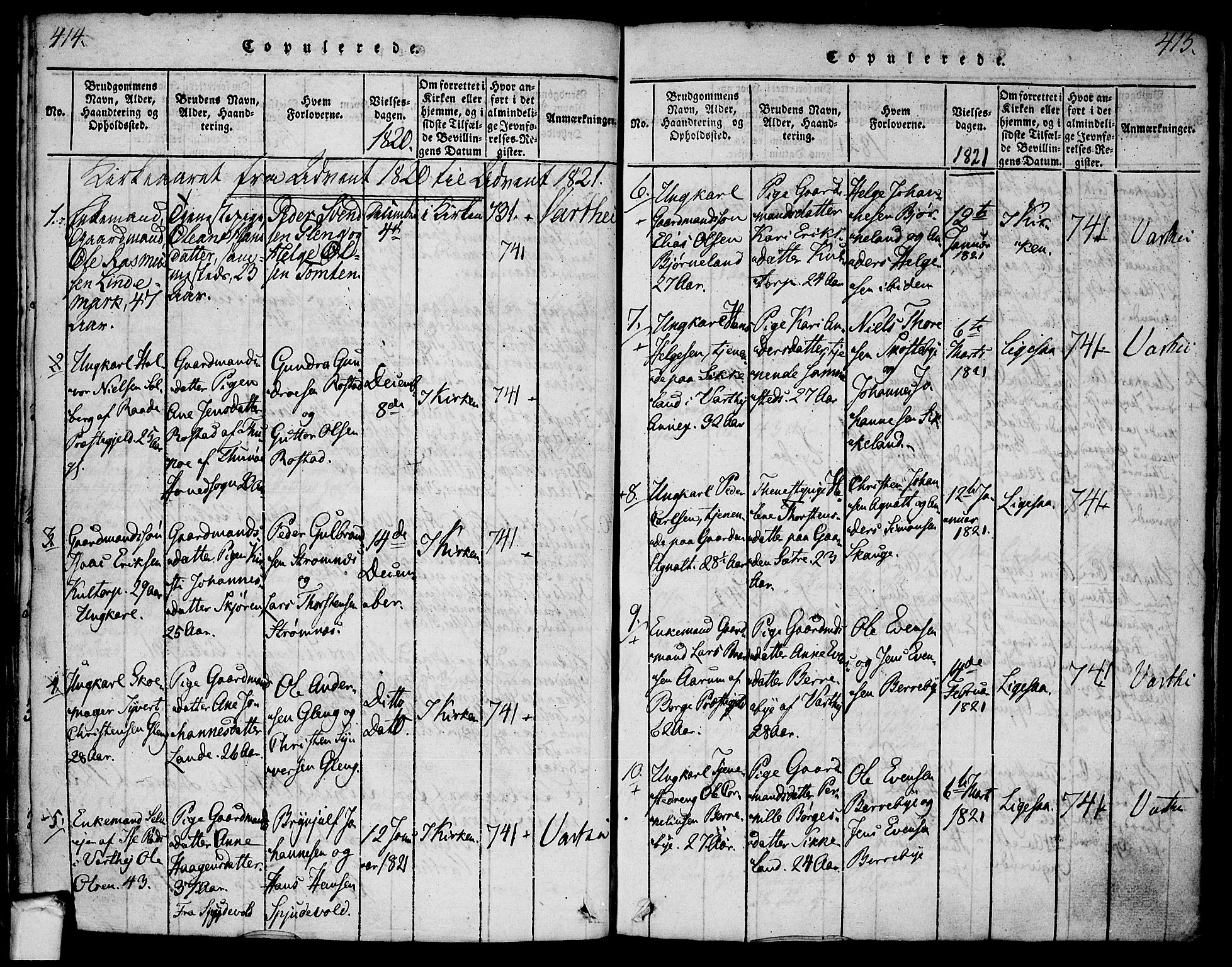 Tune prestekontor Kirkebøker, SAO/A-2007/F/Fa/L0005: Parish register (official) no. 5, 1815-1823, p. 414-415