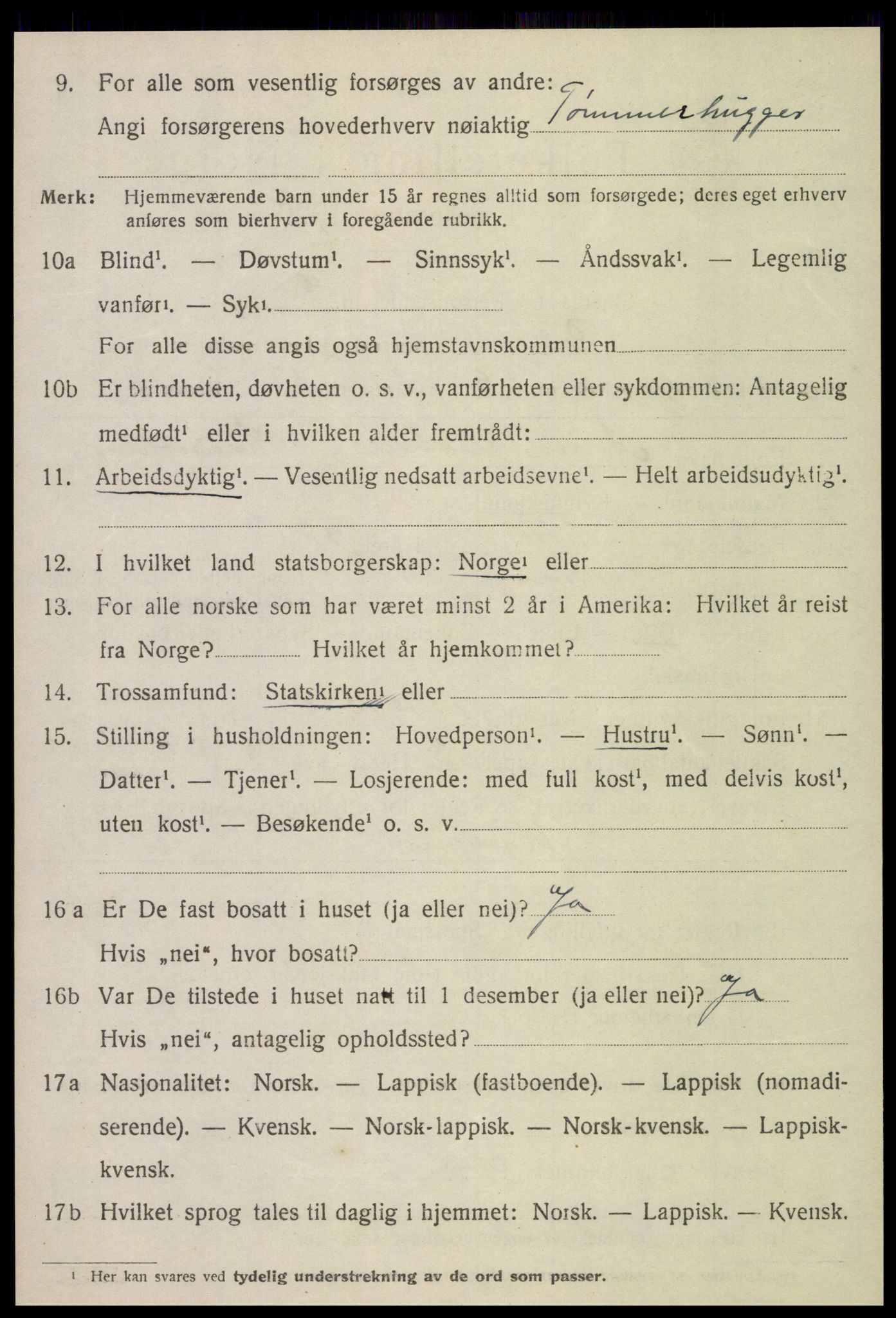 SAT, 1920 census for Grong, 1920, p. 5578