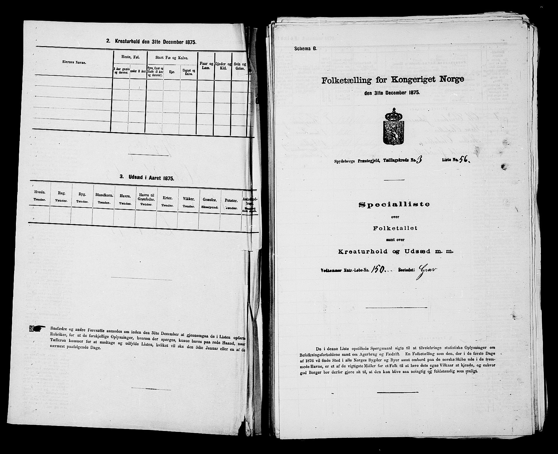 RA, 1875 census for 0123P Spydeberg, 1875, p. 407