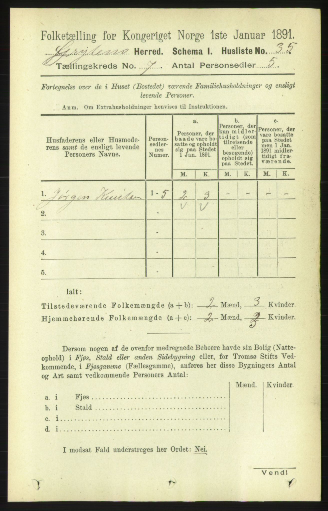 RA, 1891 census for 1539 Grytten, 1891, p. 2854