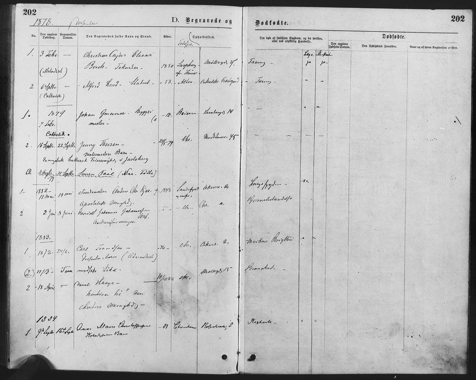 Trefoldighet prestekontor Kirkebøker, SAO/A-10882/F/Fd/L0002: Parish register (official) no. IV 2, 1877-1885, p. 202