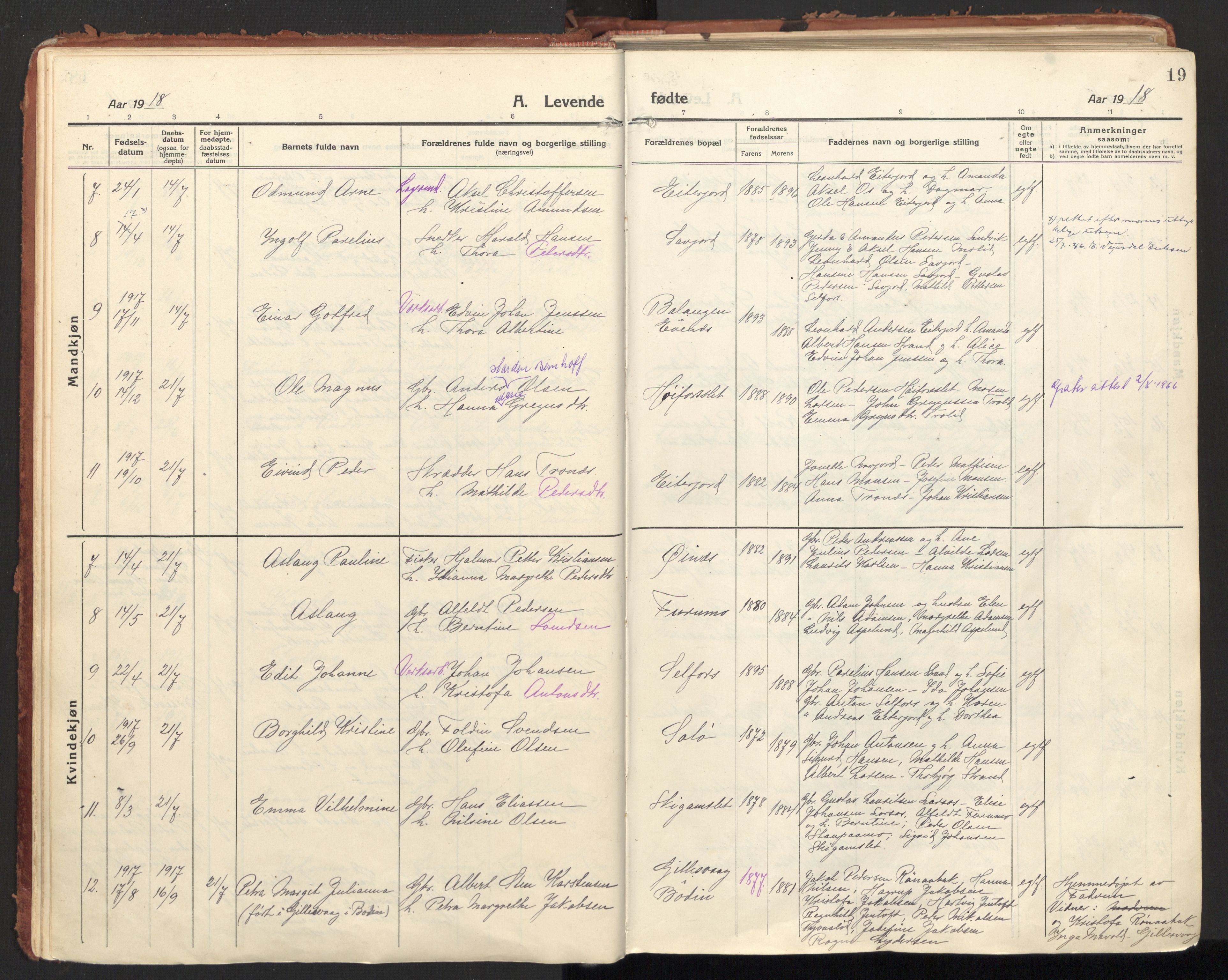 Ministerialprotokoller, klokkerbøker og fødselsregistre - Nordland, SAT/A-1459/846/L0650: Parish register (official) no. 846A08, 1916-1935, p. 19
