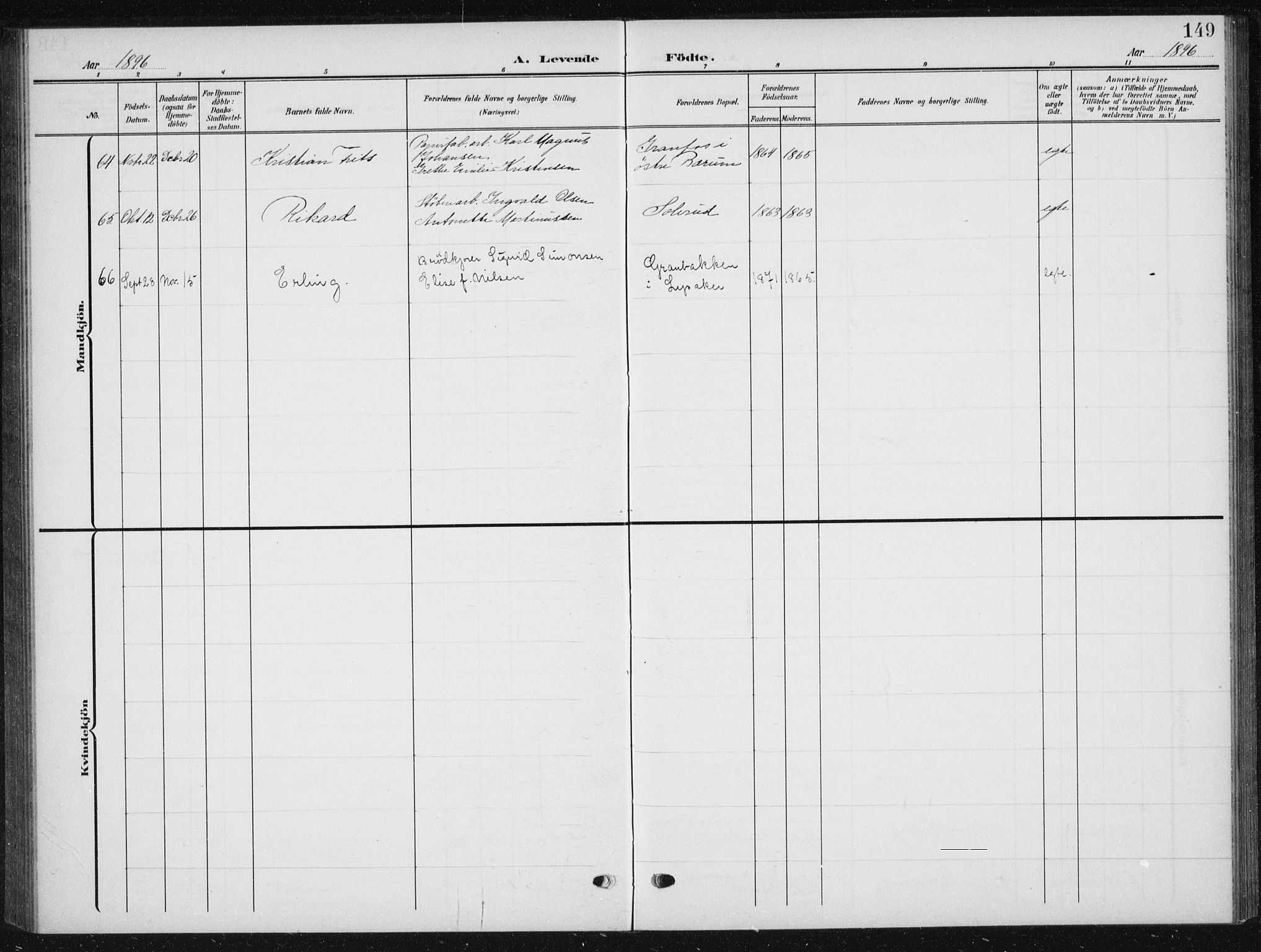 Vestre Aker prestekontor Kirkebøker, AV/SAO-A-10025/F/Fb/L0001: Parish register (official) no. II 1, 1880-1906, p. 149