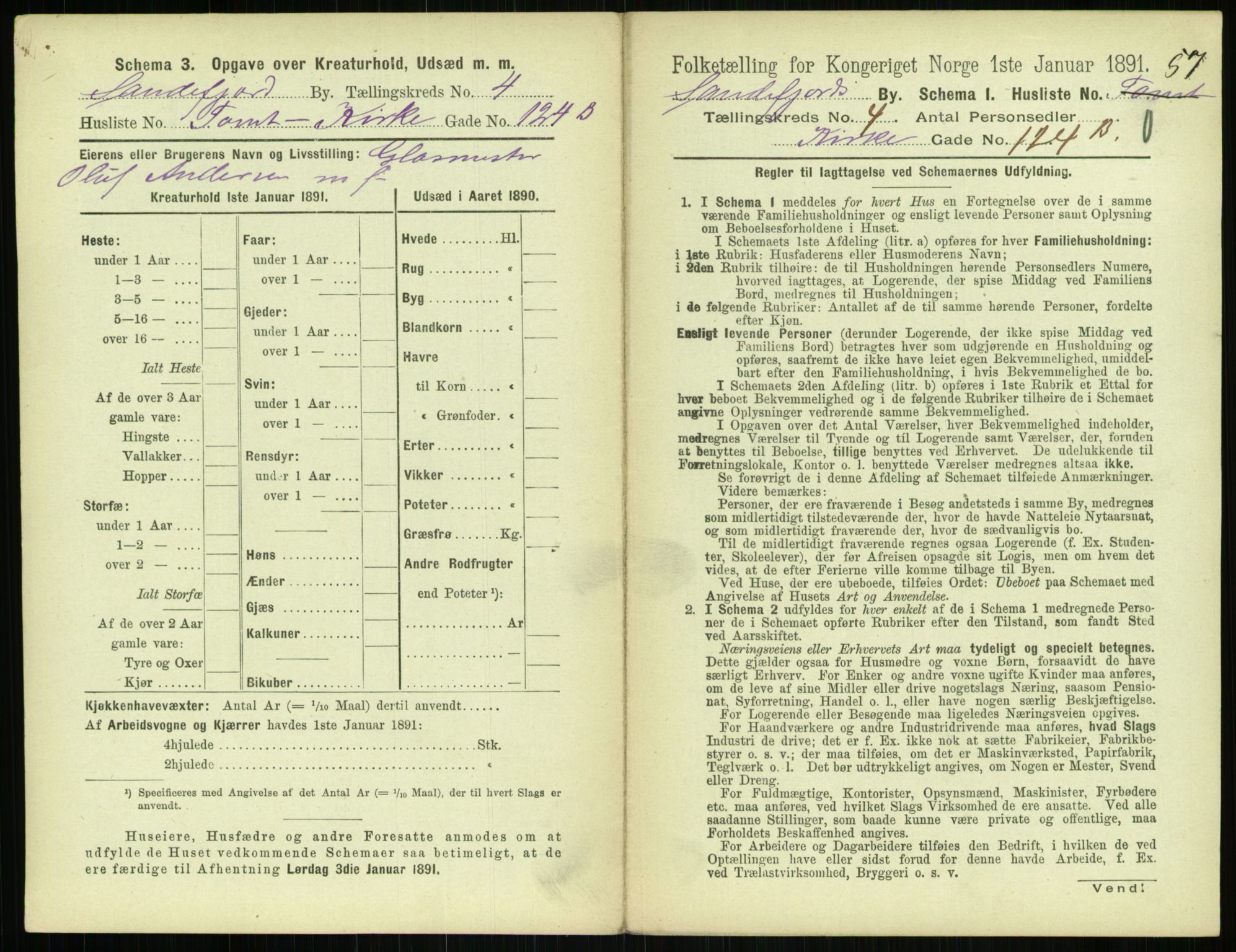 RA, 1891 census for 0706 Sandefjord, 1891, p. 499