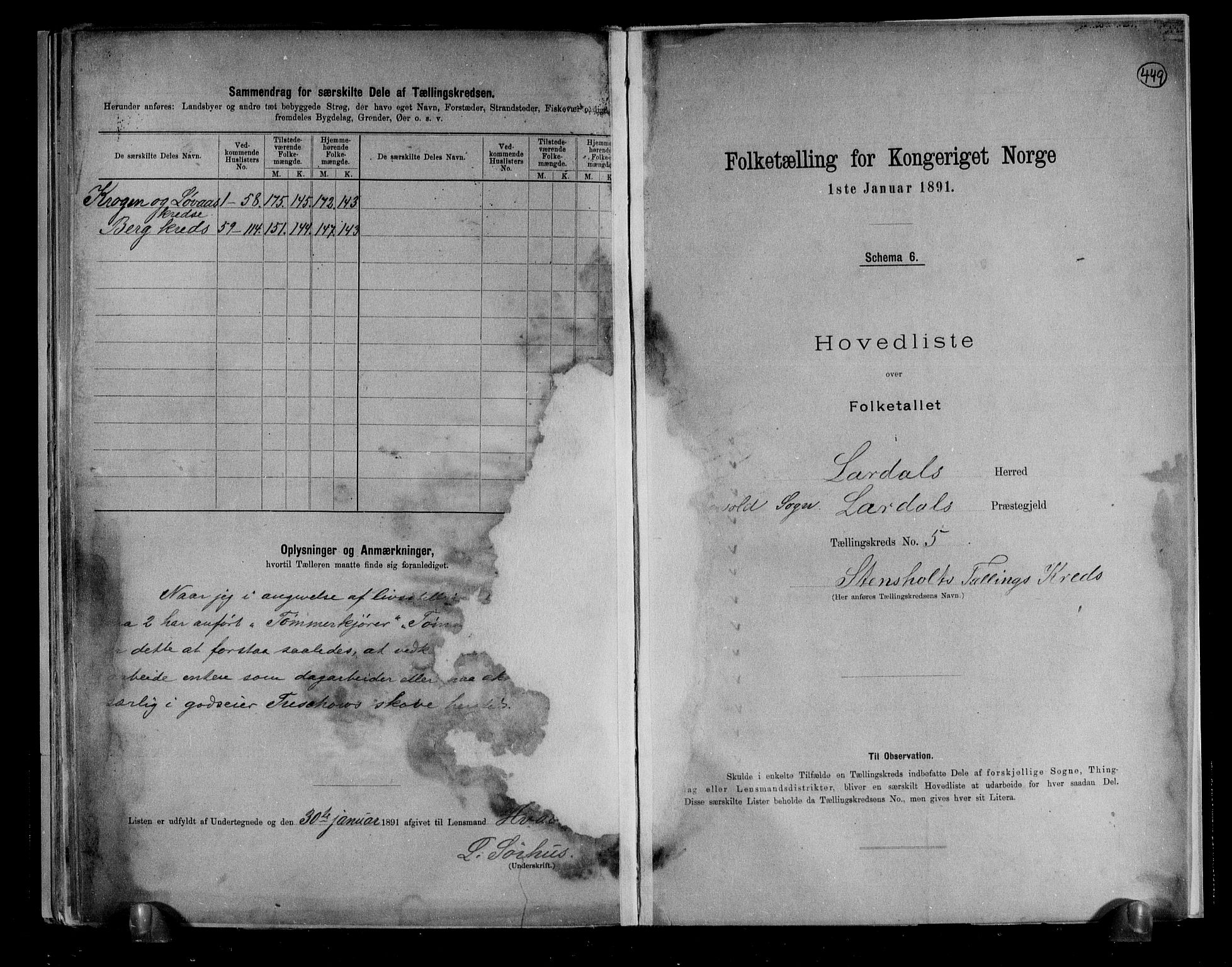 RA, 1891 census for 0728 Lardal, 1891, p. 19