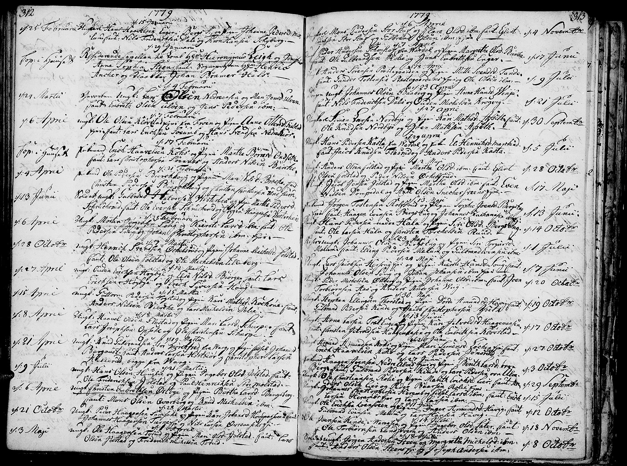 Ringsaker prestekontor, SAH/PREST-014/K/Ka/L0003: Parish register (official) no. 3, 1775-1798, p. 312-313