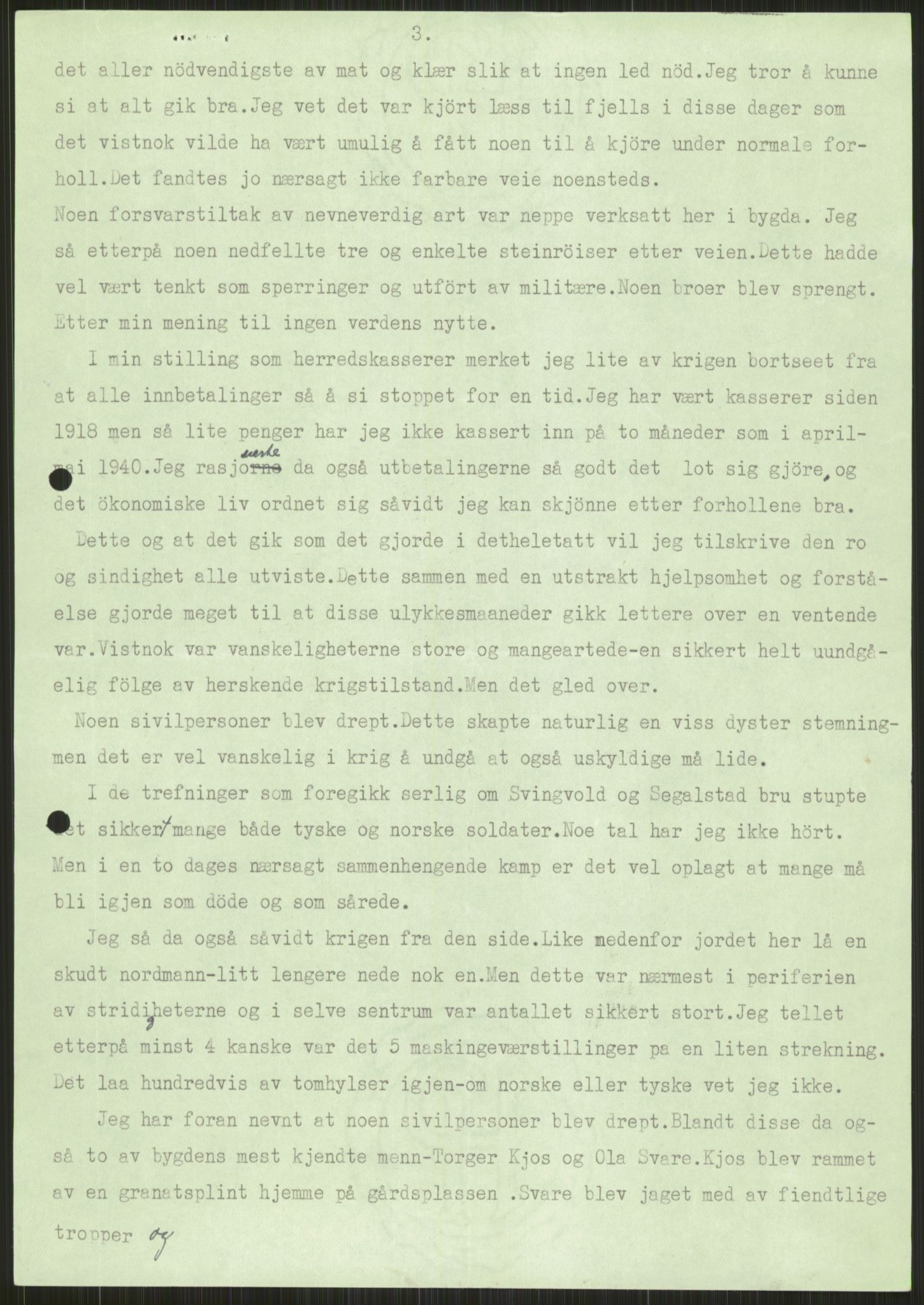 Forsvaret, Forsvarets krigshistoriske avdeling, AV/RA-RAFA-2017/Y/Ya/L0014: II-C-11-31 - Fylkesmenn.  Rapporter om krigsbegivenhetene 1940., 1940, p. 258