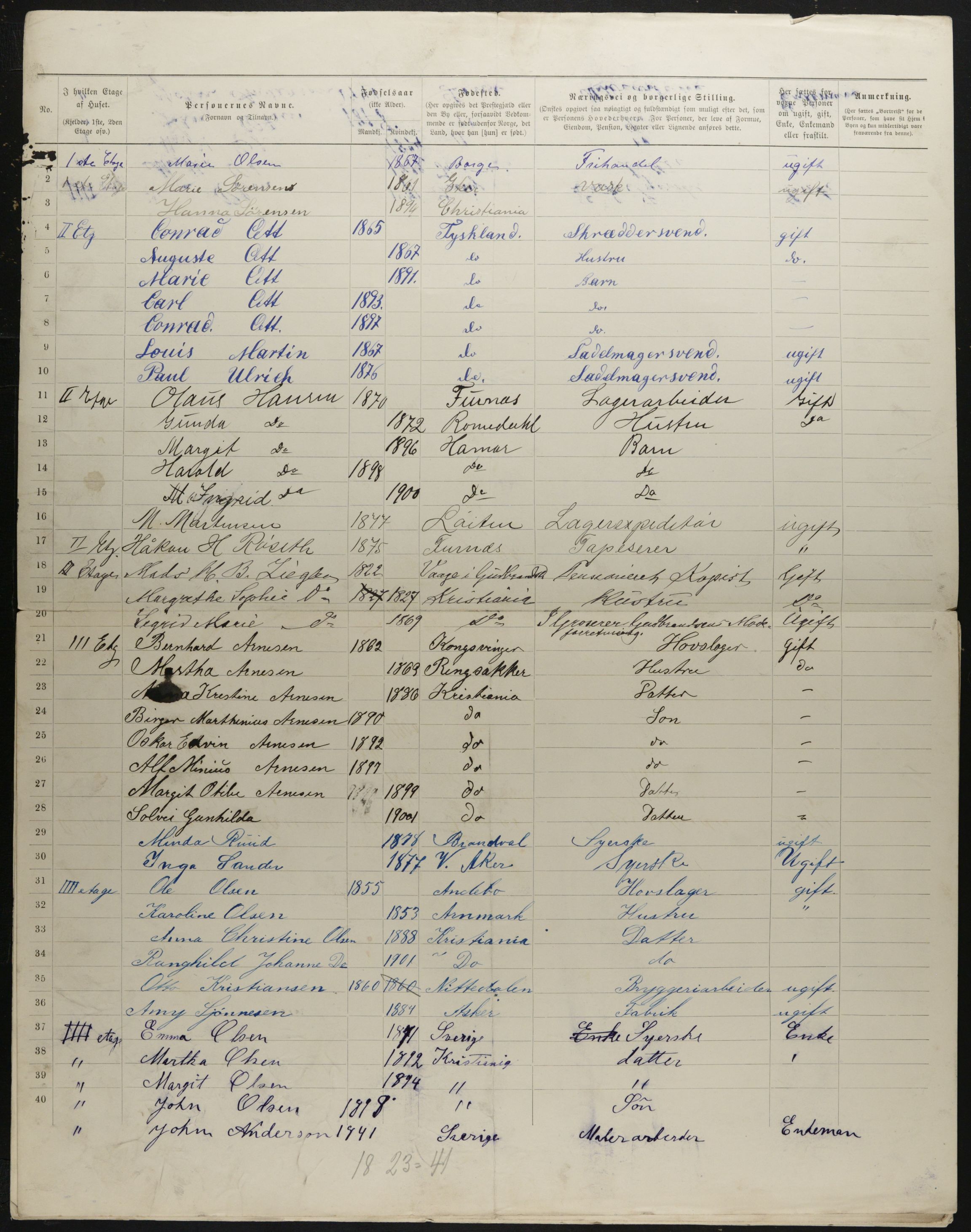 OBA, Municipal Census 1901 for Kristiania, 1901, p. 2502