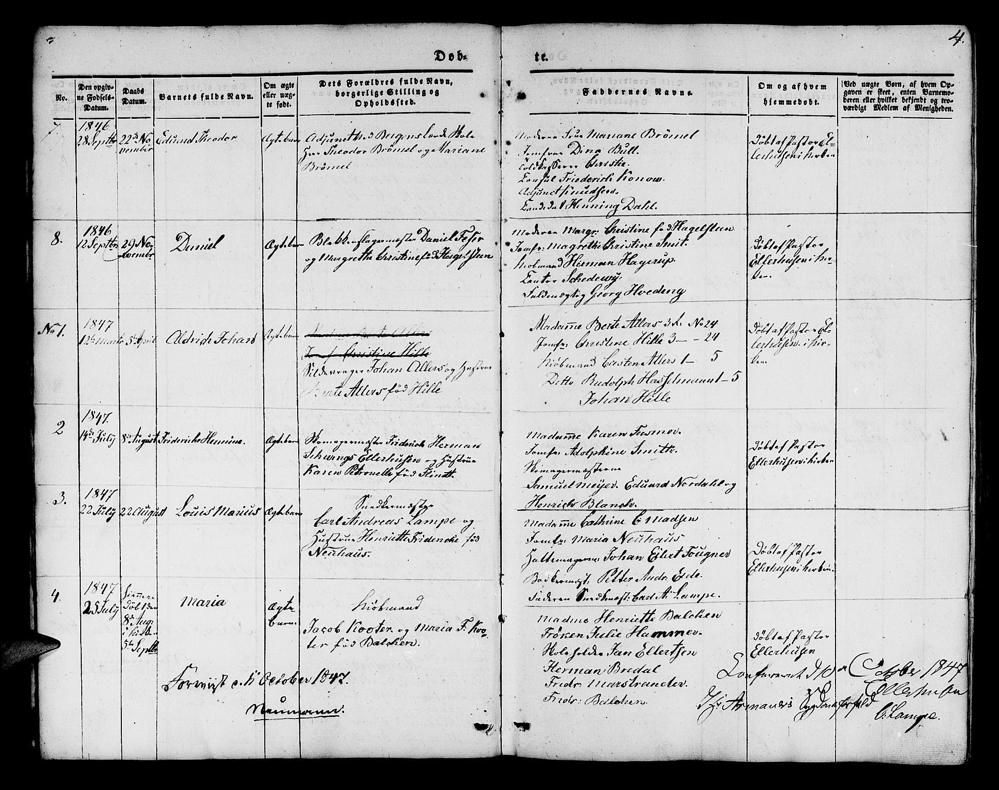 Mariakirken Sokneprestembete, SAB/A-76901/H/Hab/L0002: Parish register (copy) no. A 2, 1846-1862, p. 4