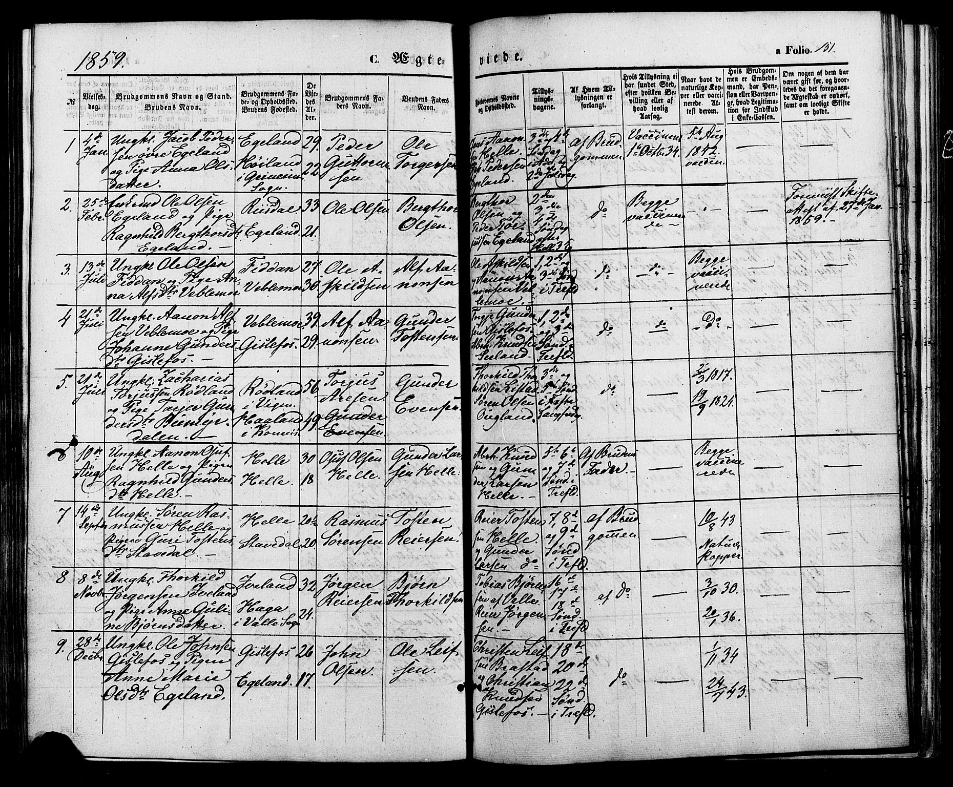 Nord-Audnedal sokneprestkontor, AV/SAK-1111-0032/F/Fa/Faa/L0002: Parish register (official) no. A 2, 1857-1882, p. 151