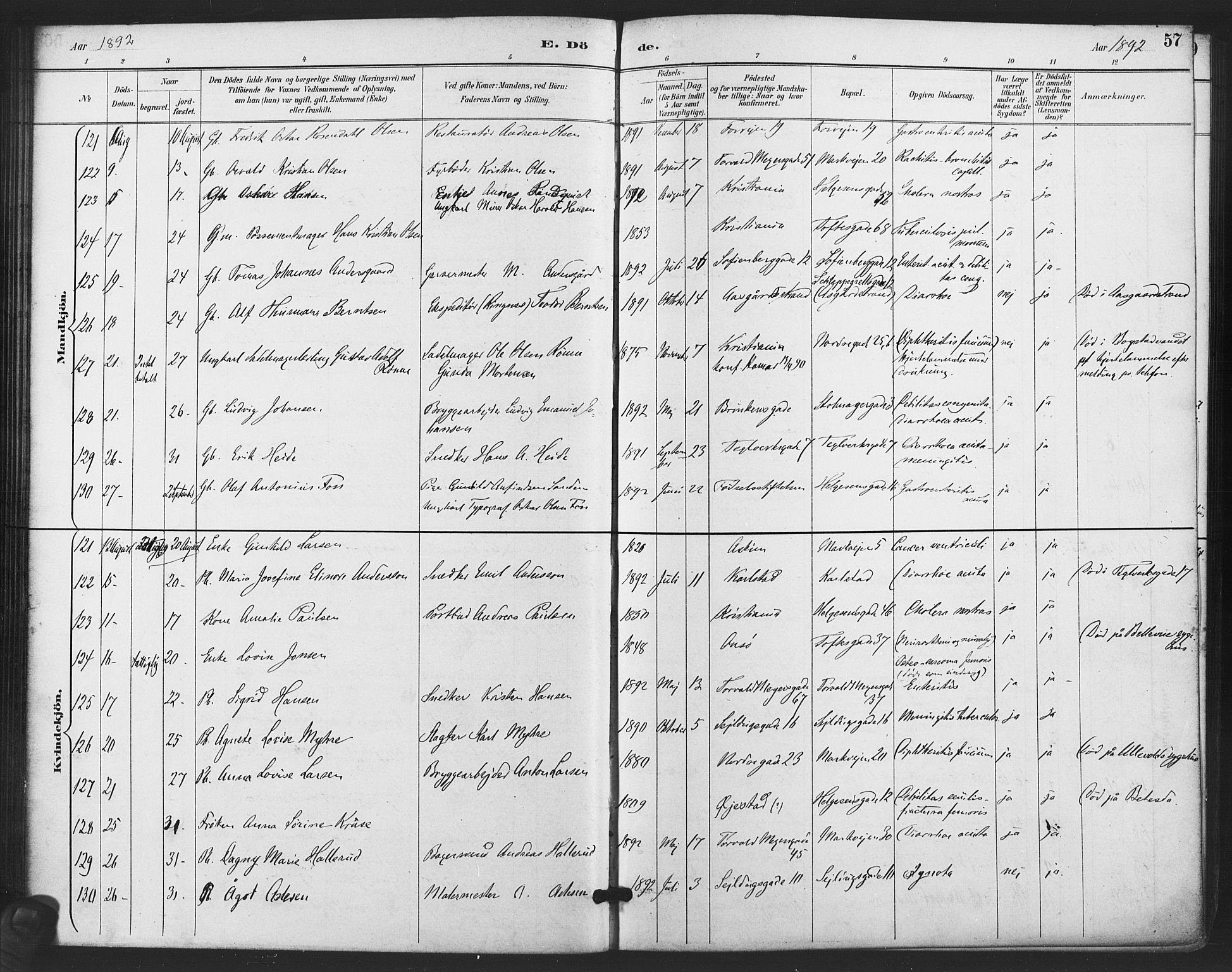 Paulus prestekontor Kirkebøker, AV/SAO-A-10871/F/Fa/L0011: Parish register (official) no. 11, 1889-1897, p. 57