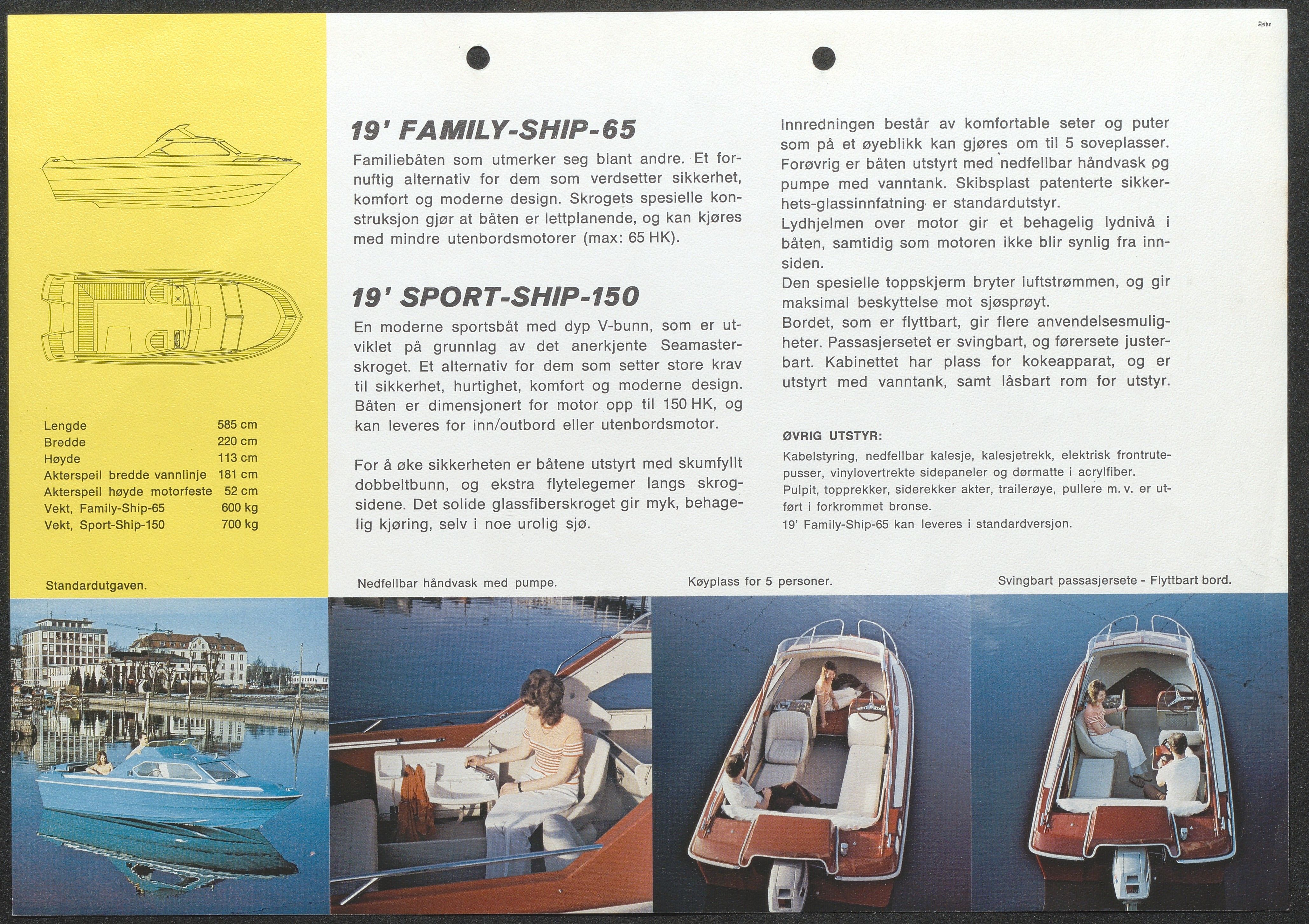 Skibsplast, AAKS/PA-2968/01/X/X01/L0001/0014: Brosjyrer / 19' Family-ship (1976-1984). 19' Sport-ship (1973-1984)., 1973-1984