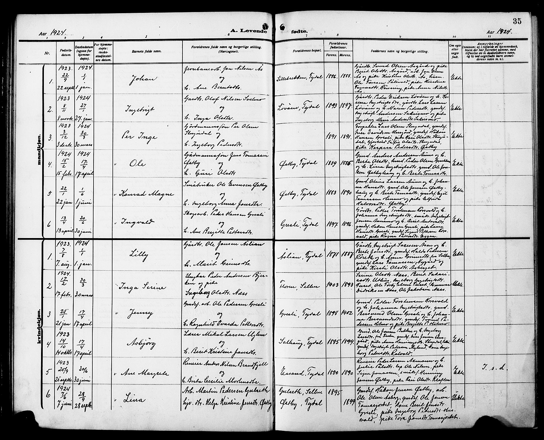 Ministerialprotokoller, klokkerbøker og fødselsregistre - Sør-Trøndelag, SAT/A-1456/698/L1168: Parish register (copy) no. 698C05, 1908-1930, p. 35