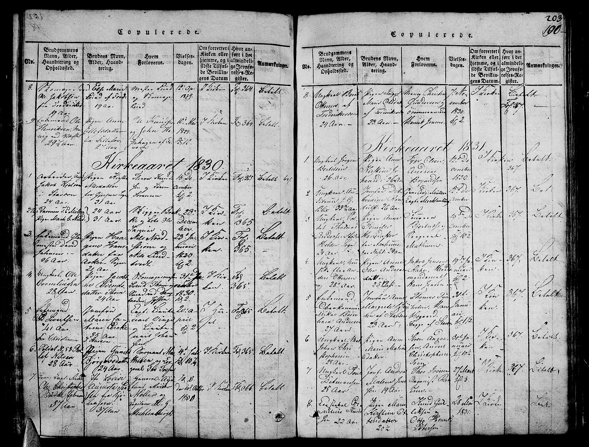 Stavern kirkebøker, AV/SAKO-A-318/G/Ga/L0001: Parish register (copy) no. 1, 1817-1841, p. 203