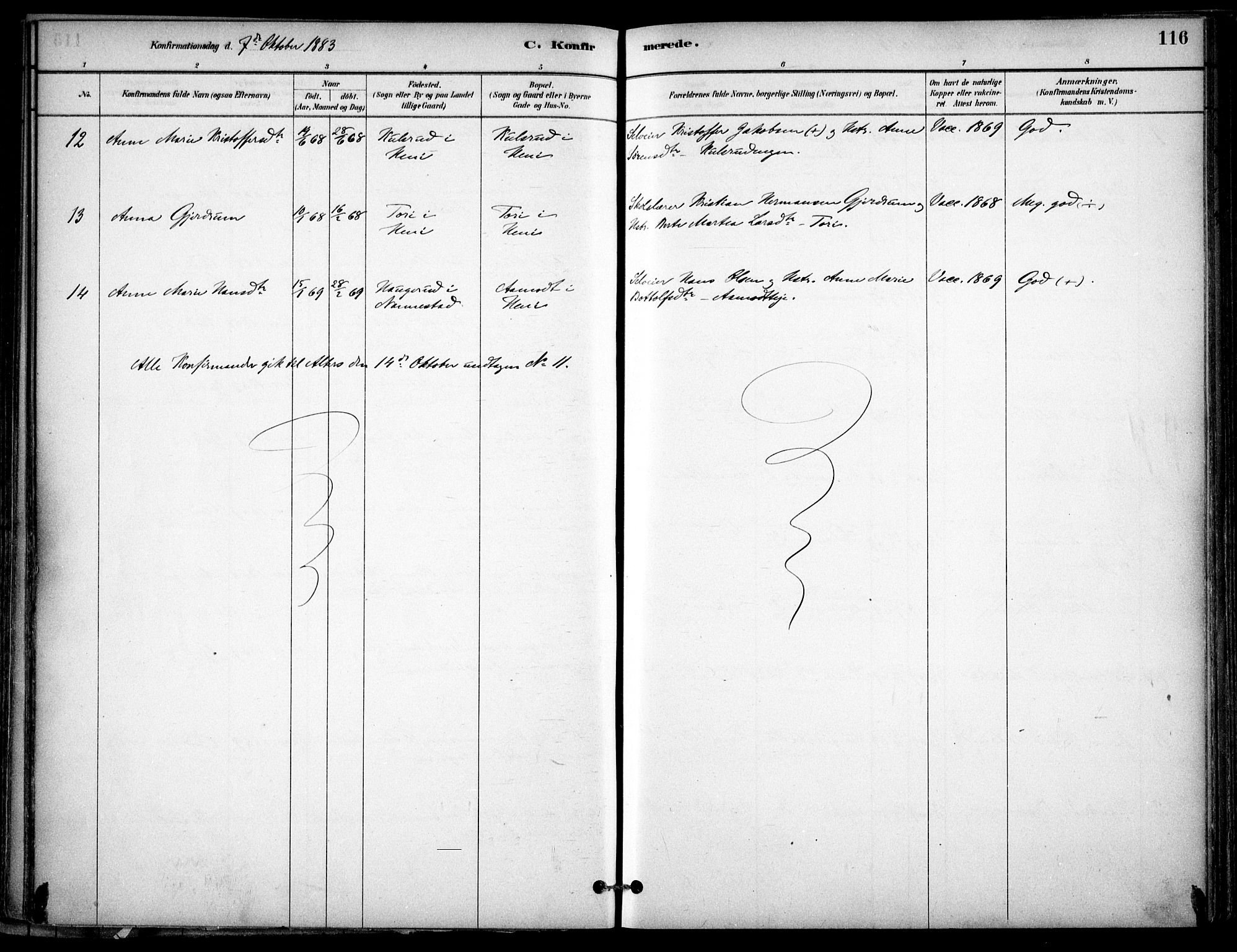 Gjerdrum prestekontor Kirkebøker, AV/SAO-A-10412b/F/Fb/L0001: Parish register (official) no. II 1, 1881-1921, p. 116