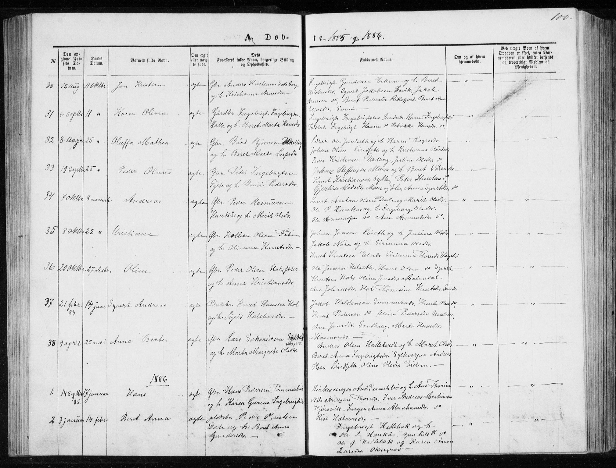 Ministerialprotokoller, klokkerbøker og fødselsregistre - Møre og Romsdal, SAT/A-1454/565/L0754: Parish register (copy) no. 565C03, 1870-1896, p. 100