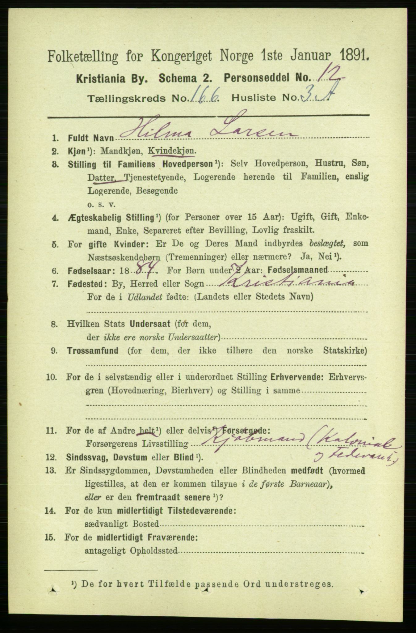 RA, 1891 census for 0301 Kristiania, 1891, p. 96339