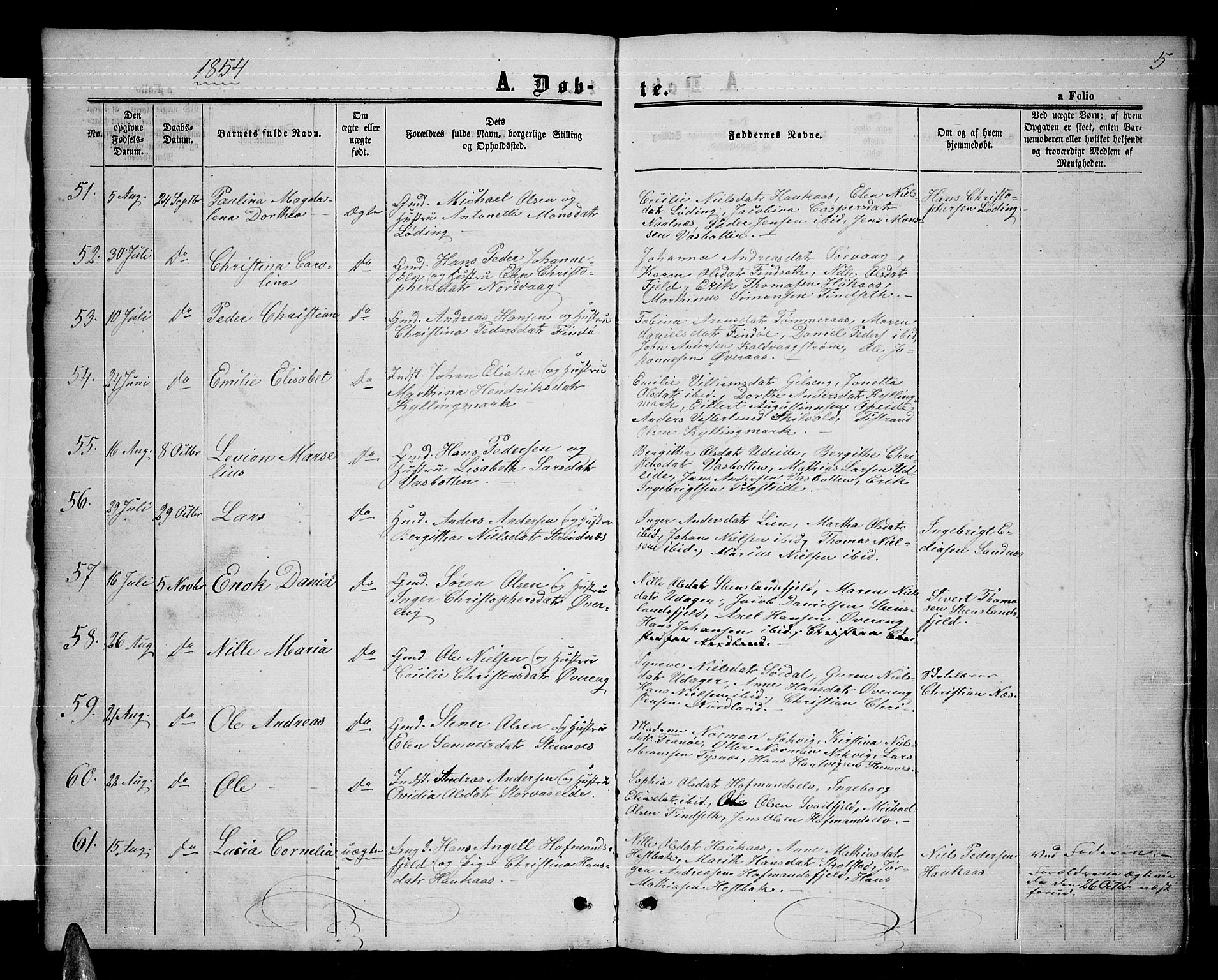 Ministerialprotokoller, klokkerbøker og fødselsregistre - Nordland, AV/SAT-A-1459/859/L0857: Parish register (copy) no. 859C03, 1854-1873, p. 5