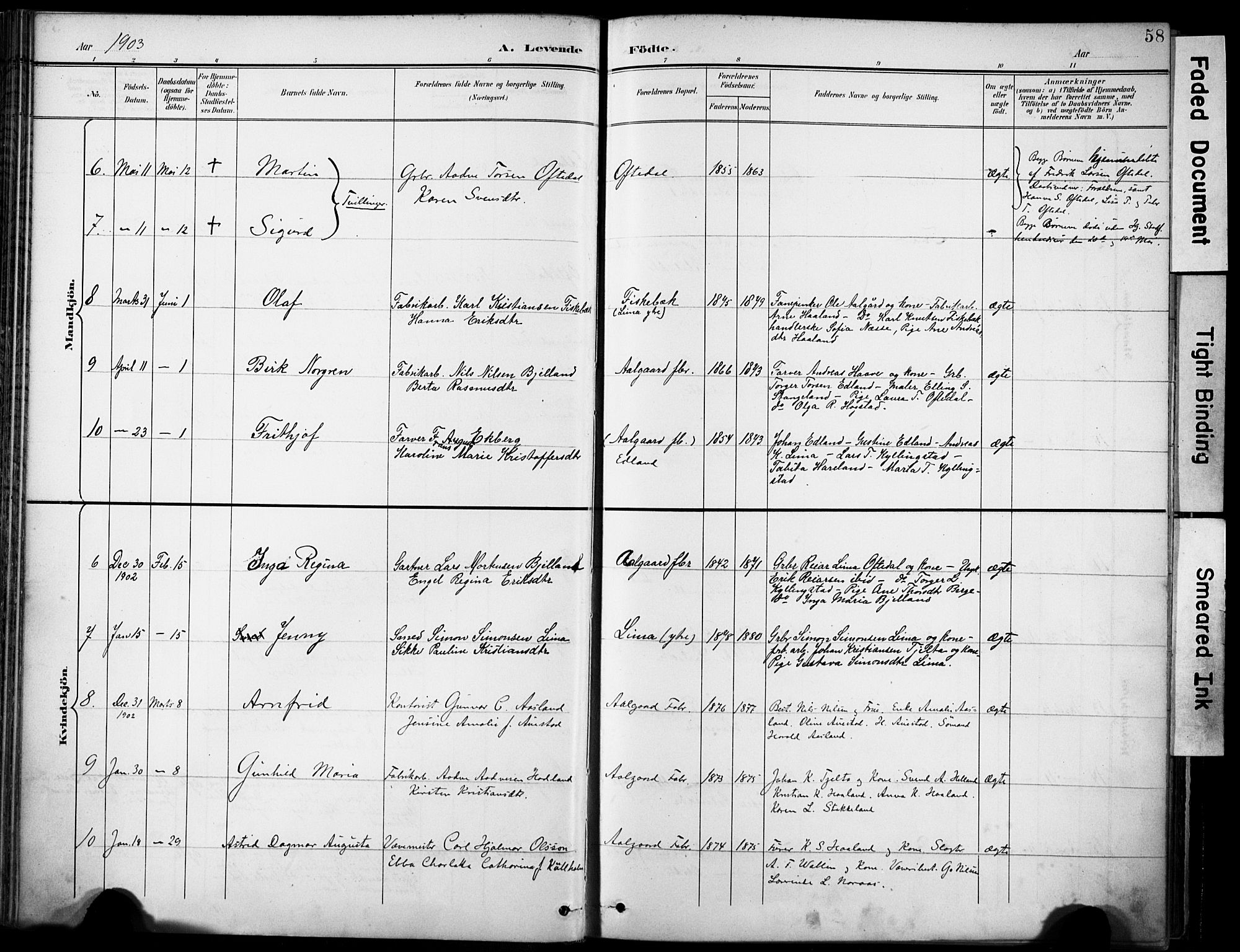 Lye sokneprestkontor, SAST/A-101794/001/30BA/L0012: Parish register (official) no. A 11, 1896-1909, p. 58