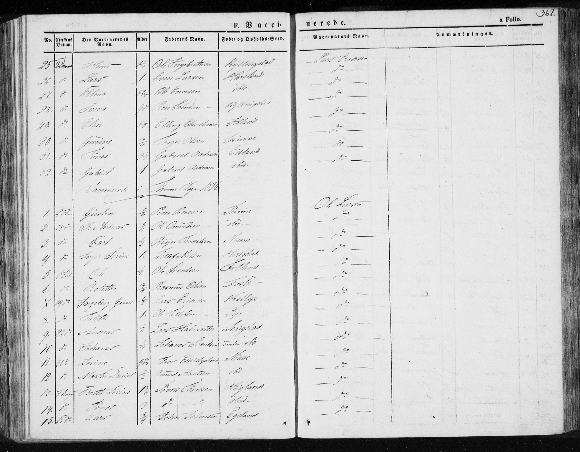 Lye sokneprestkontor, AV/SAST-A-101794/001/30BA/L0004: Parish register (official) no. A 4, 1826-1841, p. 367