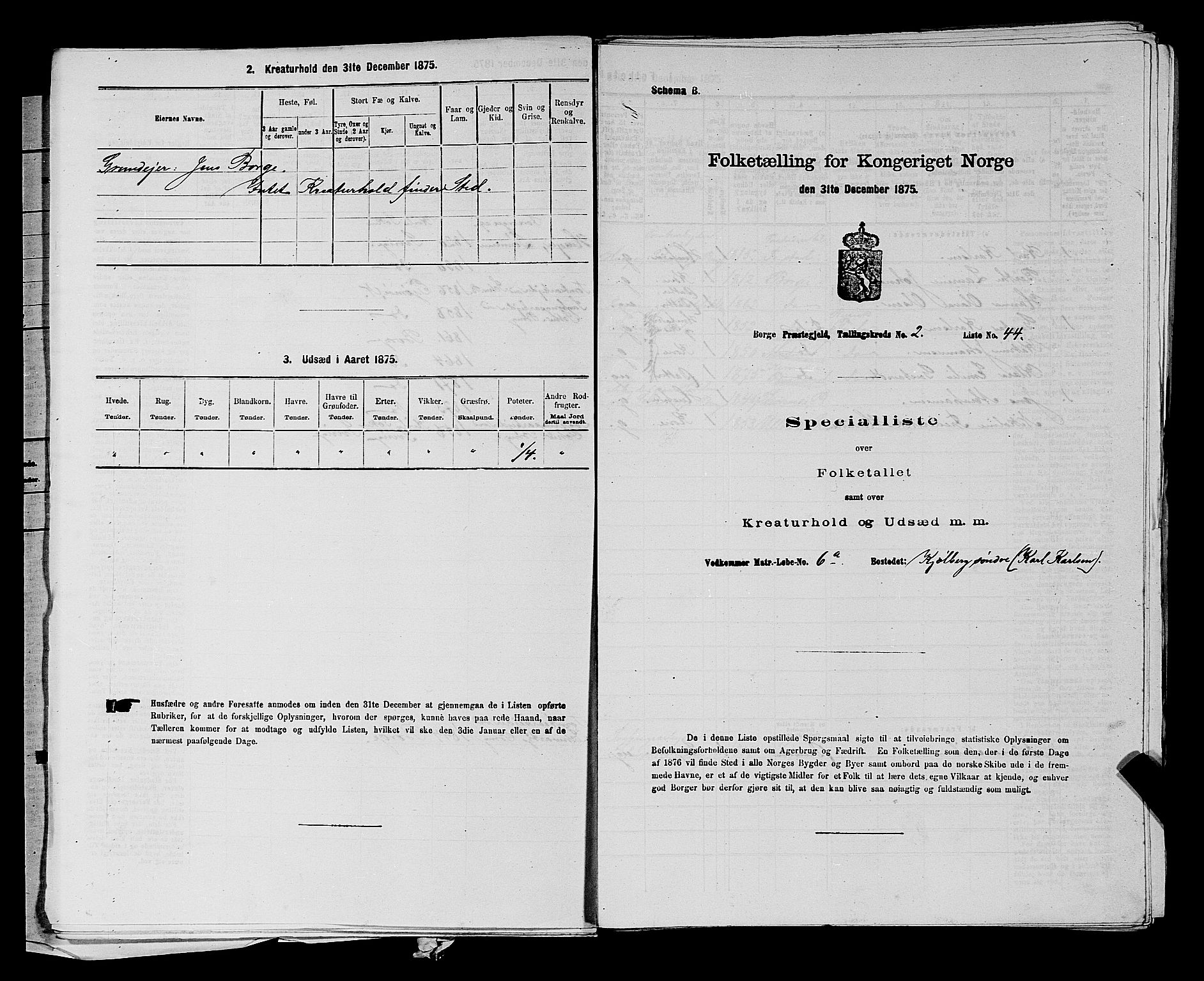 RA, 1875 census for 0113P Borge, 1875, p. 208