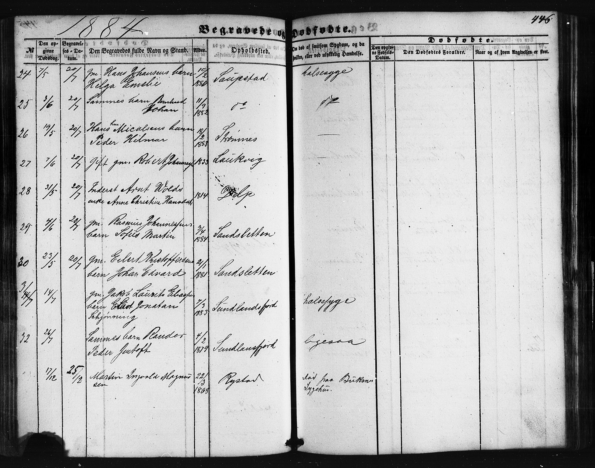 Ministerialprotokoller, klokkerbøker og fødselsregistre - Nordland, AV/SAT-A-1459/876/L1095: Parish register (official) no. 876A01, 1863-1885, p. 446