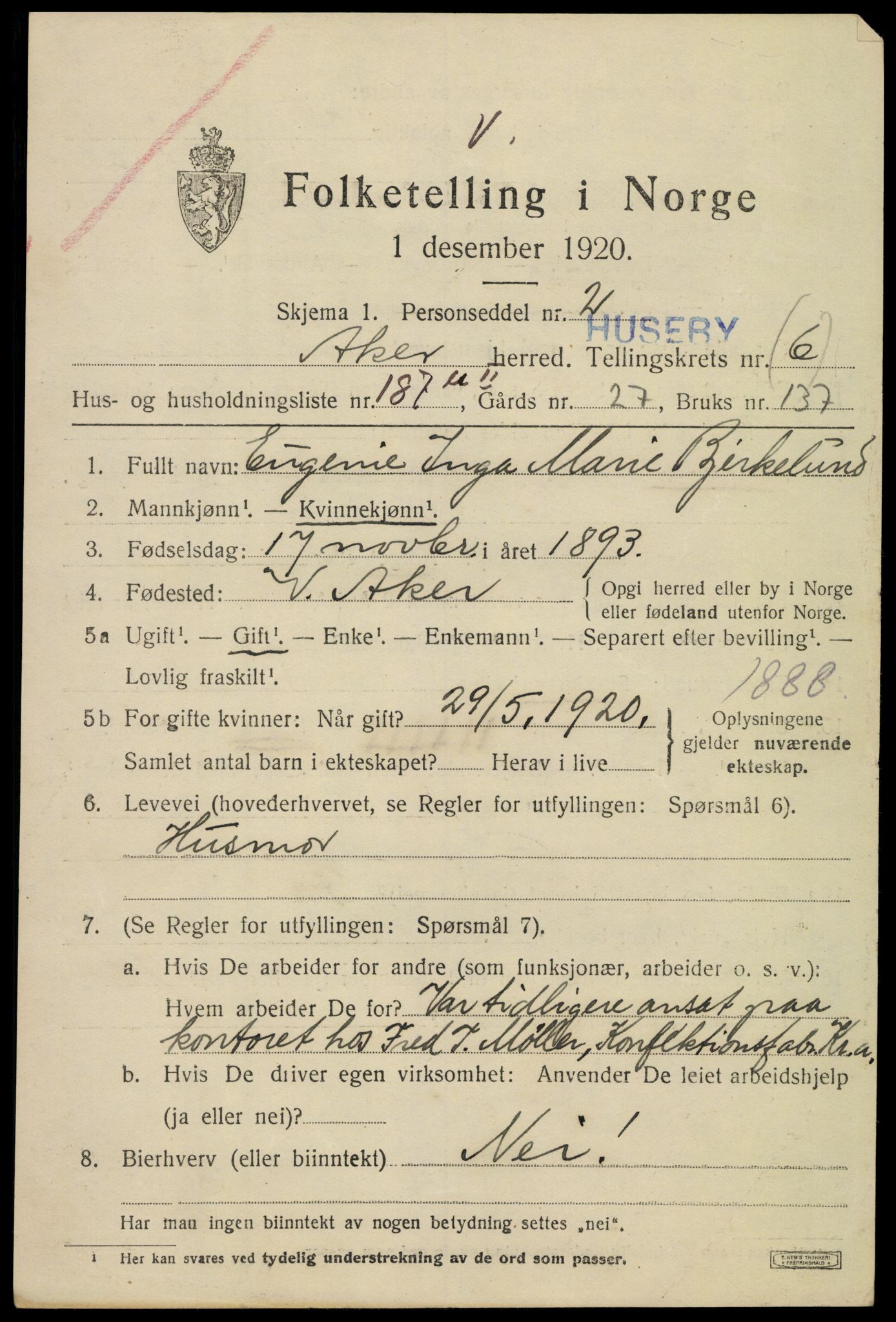 SAO, 1920 census for Aker, 1920, p. 13384