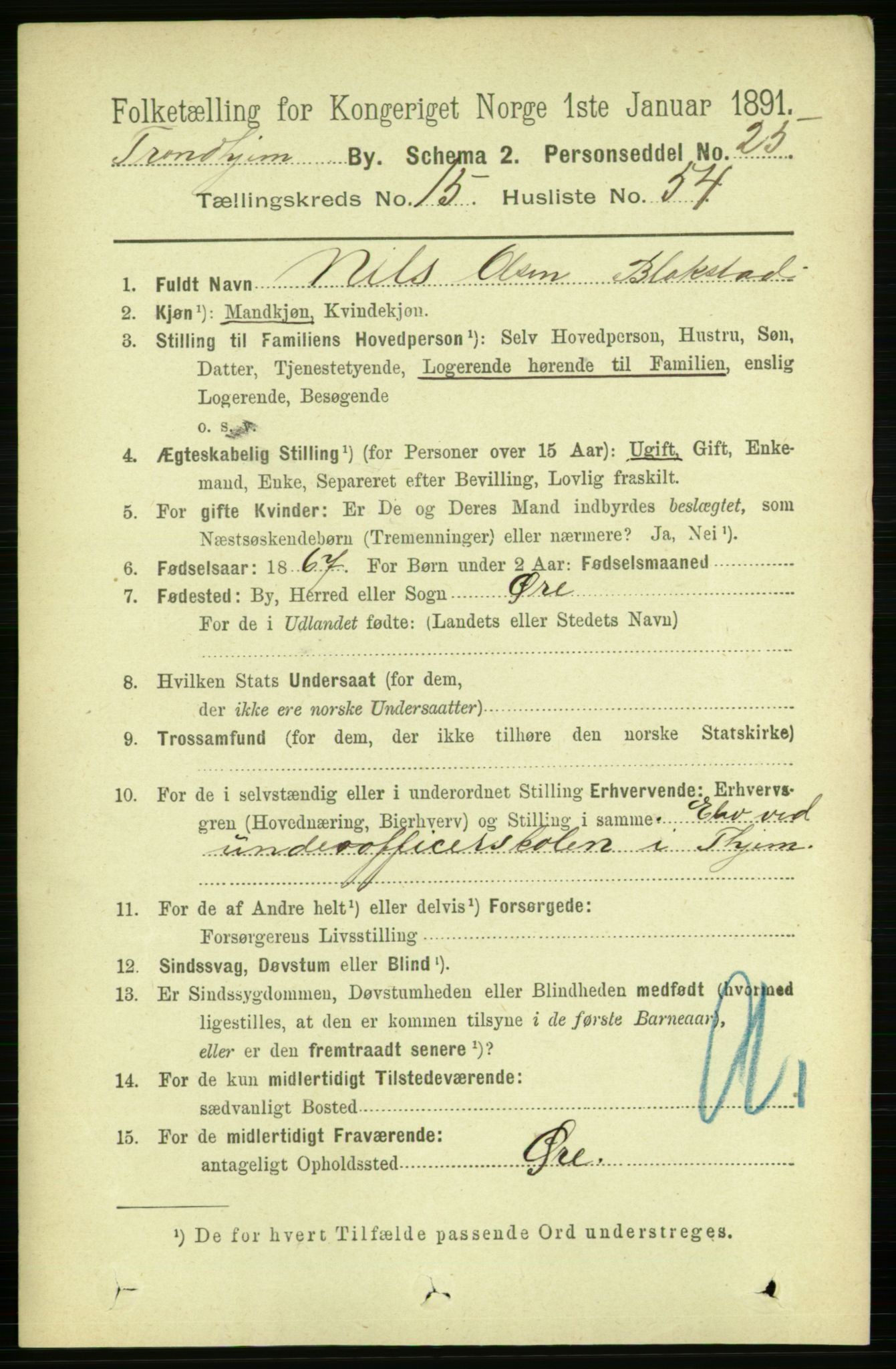 RA, 1891 census for 1601 Trondheim, 1891, p. 12316