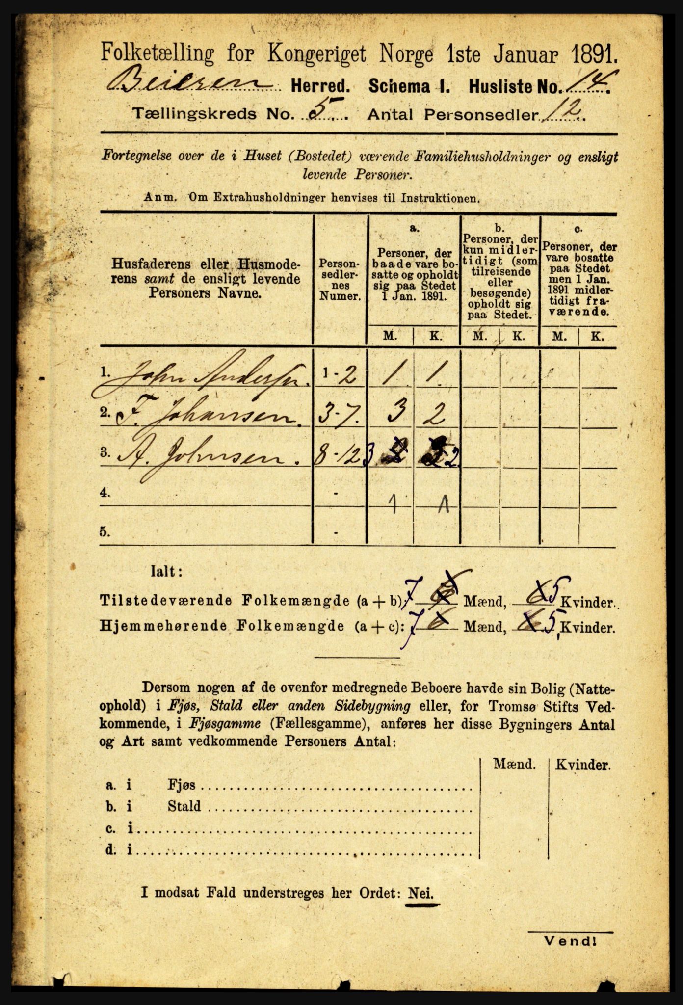 RA, 1891 census for 1839 Beiarn, 1891, p. 1724