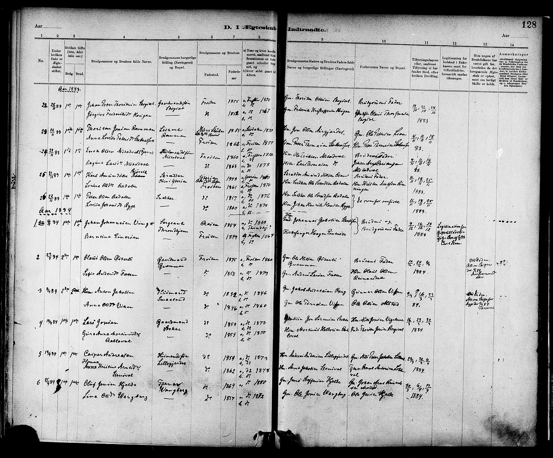 Ministerialprotokoller, klokkerbøker og fødselsregistre - Nord-Trøndelag, SAT/A-1458/713/L0120: Parish register (official) no. 713A09, 1878-1887, p. 128