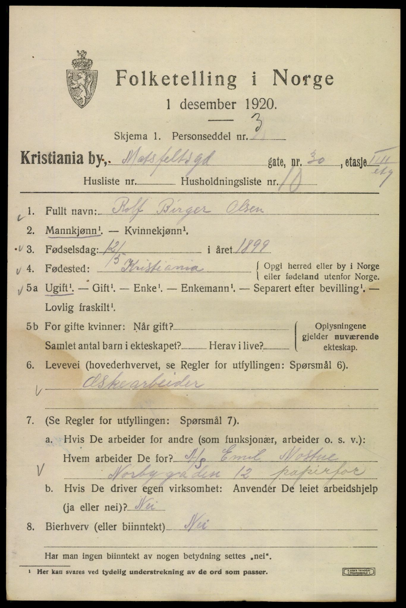 SAO, 1920 census for Kristiania, 1920, p. 399789