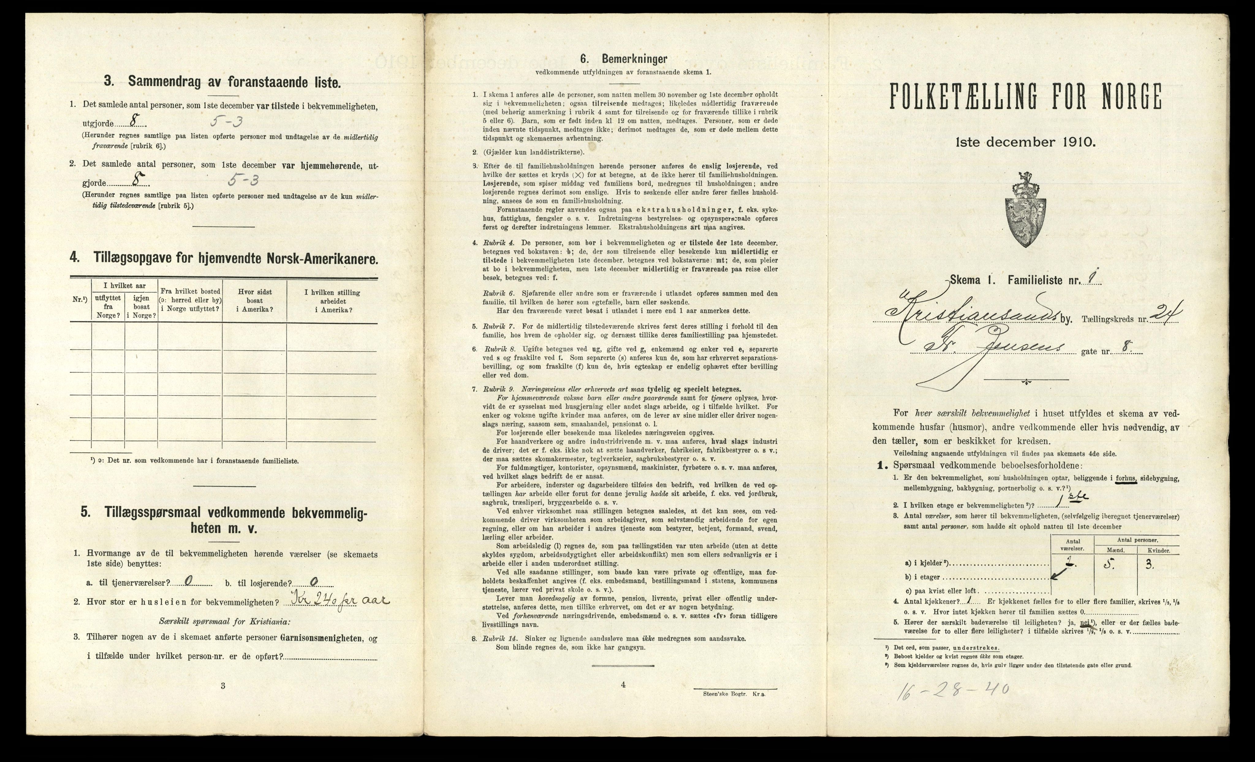 RA, 1910 census for Kristiansand, 1910, p. 6162