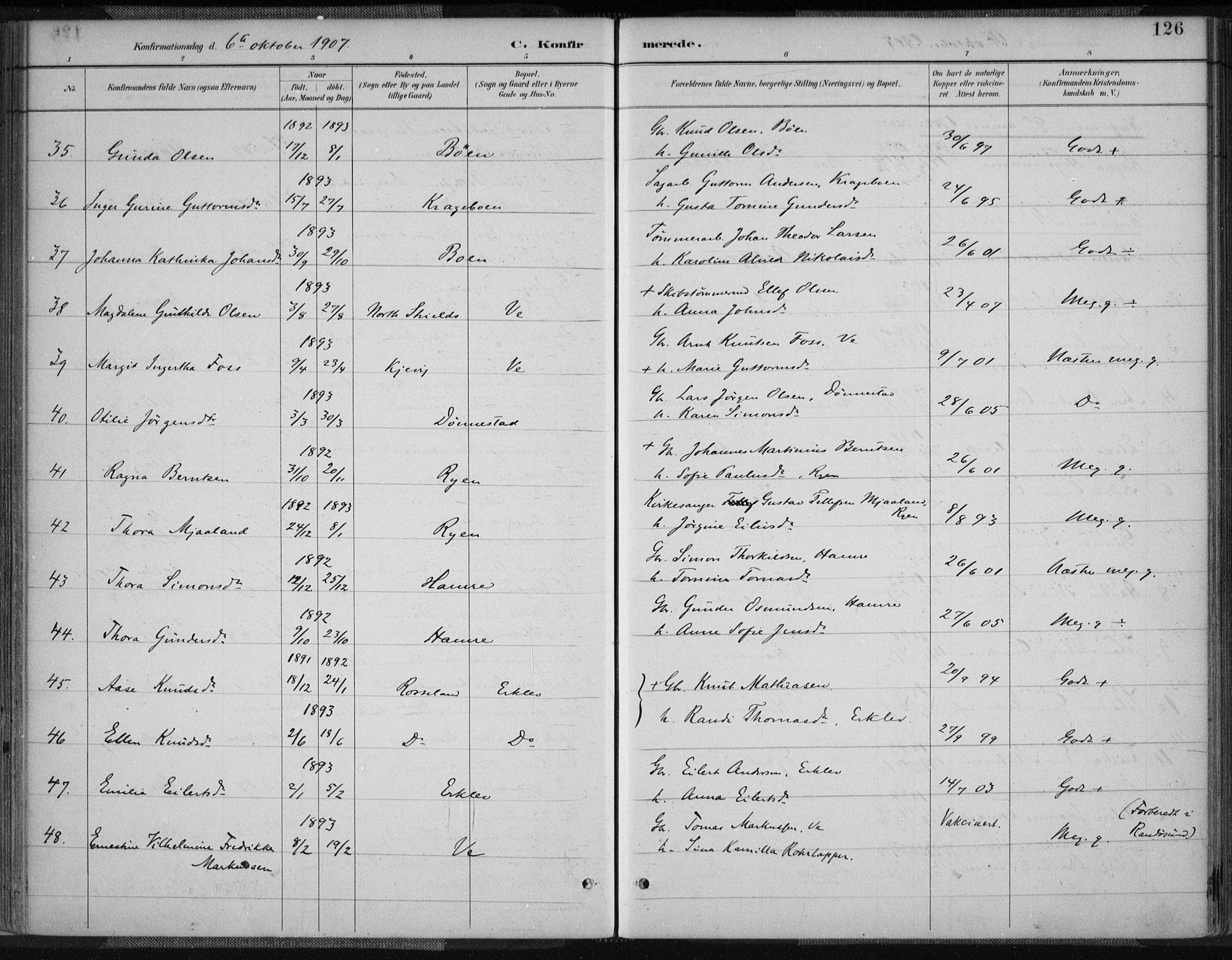 Tveit sokneprestkontor, SAK/1111-0043/F/Fa/L0007: Parish register (official) no. A 7, 1887-1908, p. 126