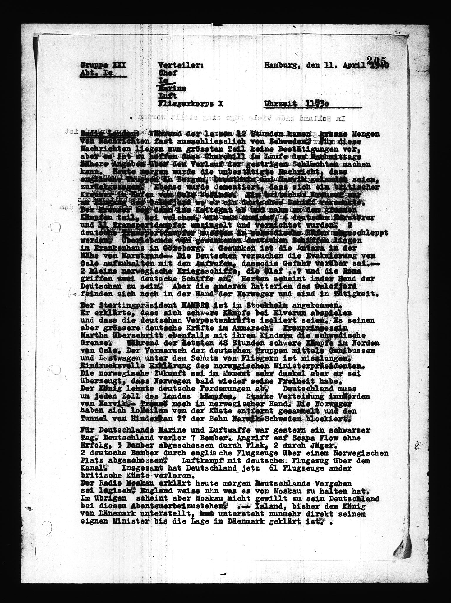 Documents Section, AV/RA-RAFA-2200/V/L0085: Amerikansk mikrofilm "Captured German Documents".
Box No. 724.  FKA jnr. 615/1954., 1940-1941, p. 50