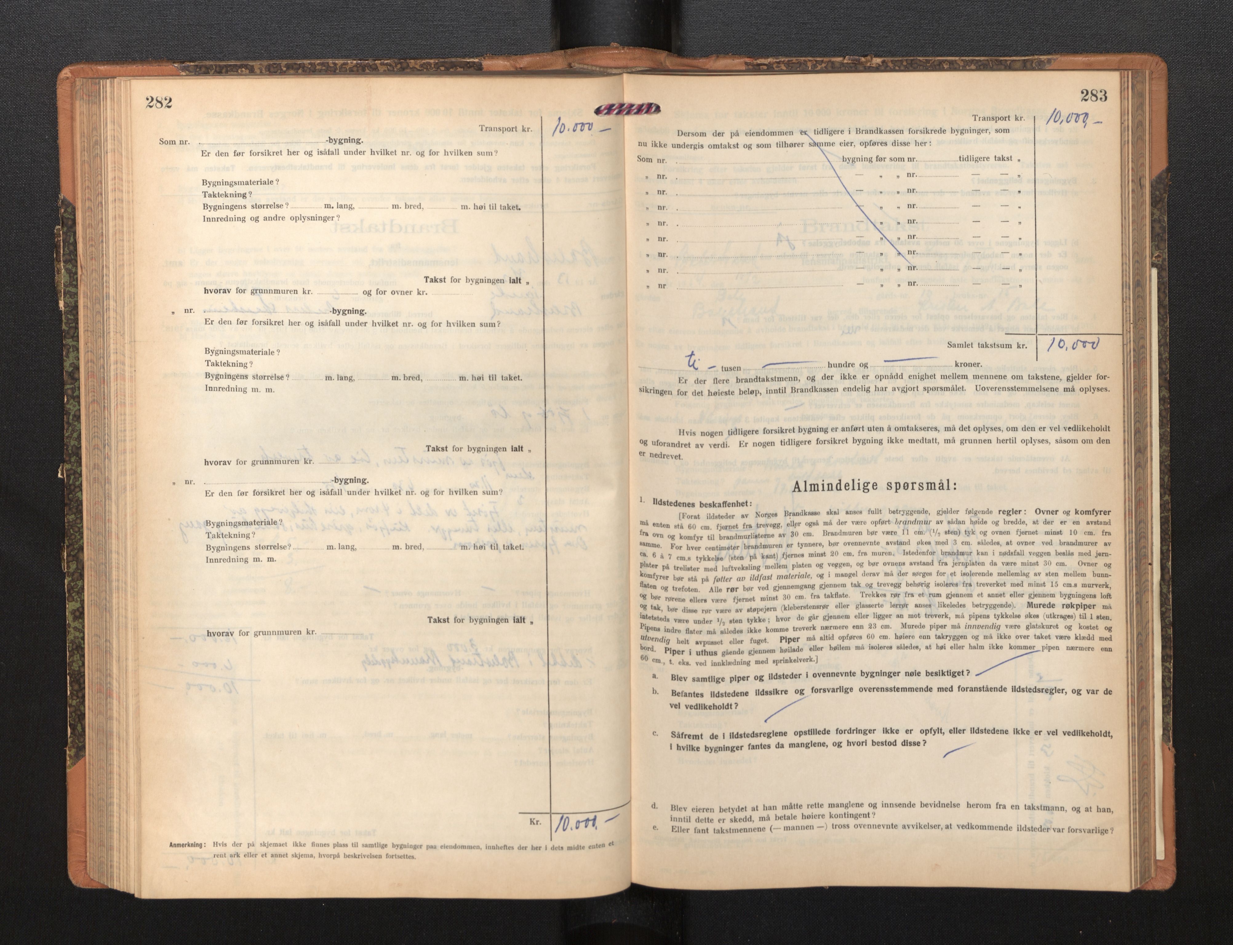 Lensmannen i Balestrand, AV/SAB-A-26501/0012/L0003: Branntakstprotokoll, skjematakst, 1920-1955, p. 282-283