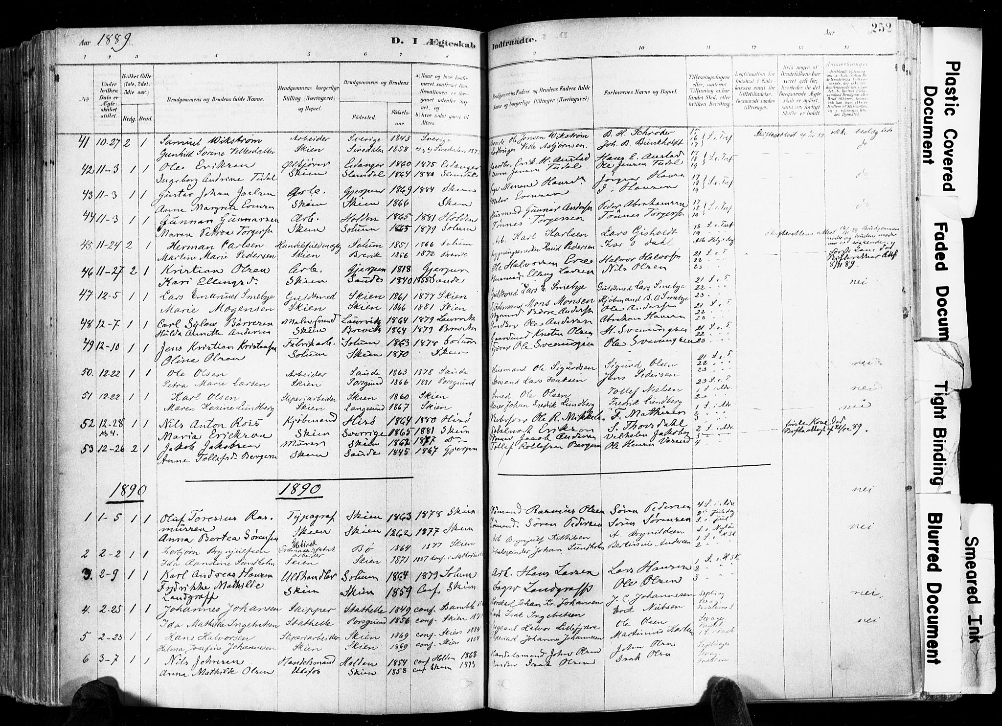 Skien kirkebøker, AV/SAKO-A-302/F/Fa/L0009: Parish register (official) no. 9, 1878-1890, p. 252