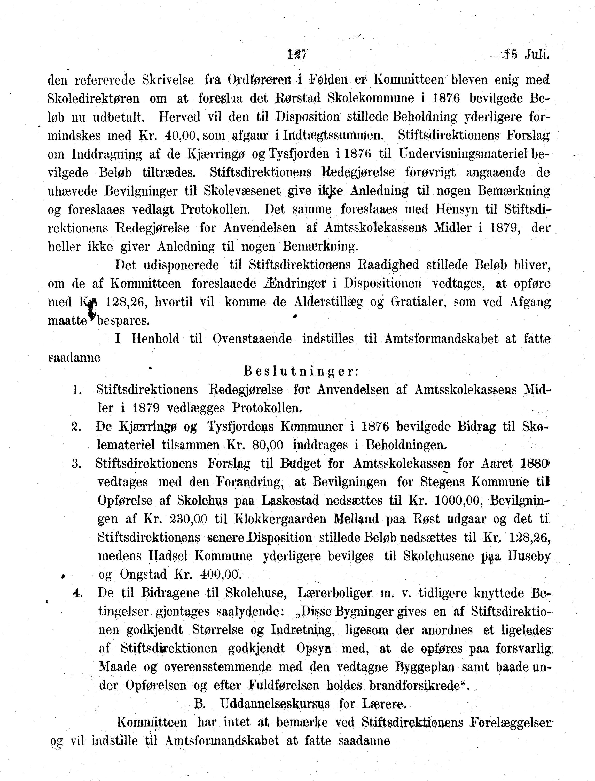 Nordland Fylkeskommune. Fylkestinget, AIN/NFK-17/176/A/Ac/L0013: Fylkestingsforhandlinger 1880, 1880