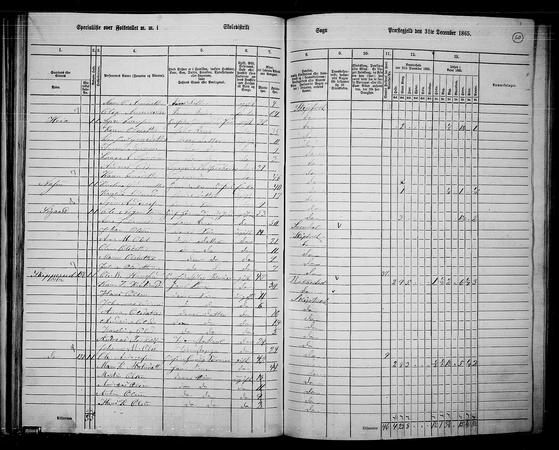 RA, 1865 census for Skiptvet, 1865, p. 53