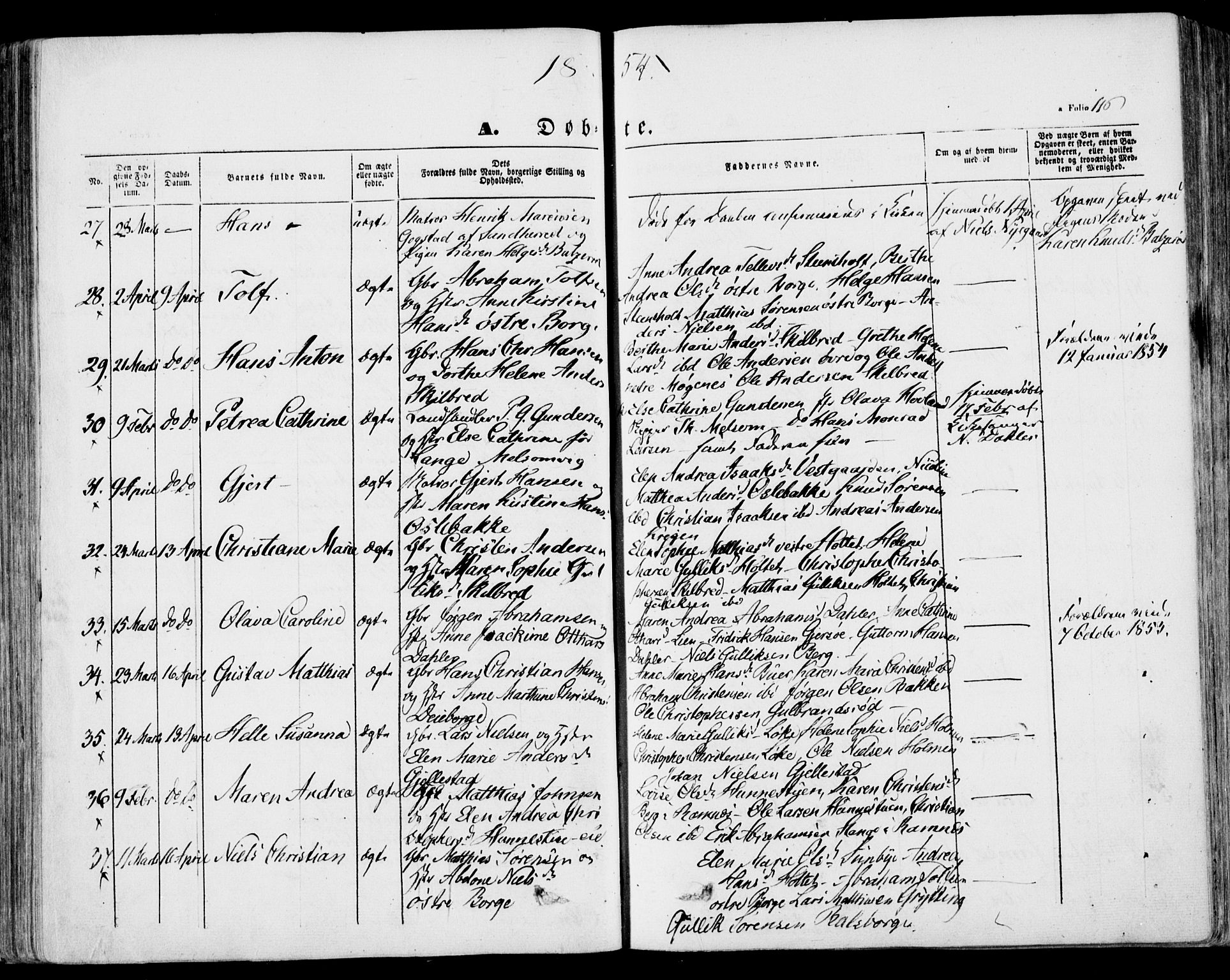 Stokke kirkebøker, AV/SAKO-A-320/F/Fa/L0007: Parish register (official) no. I 7, 1844-1857, p. 116