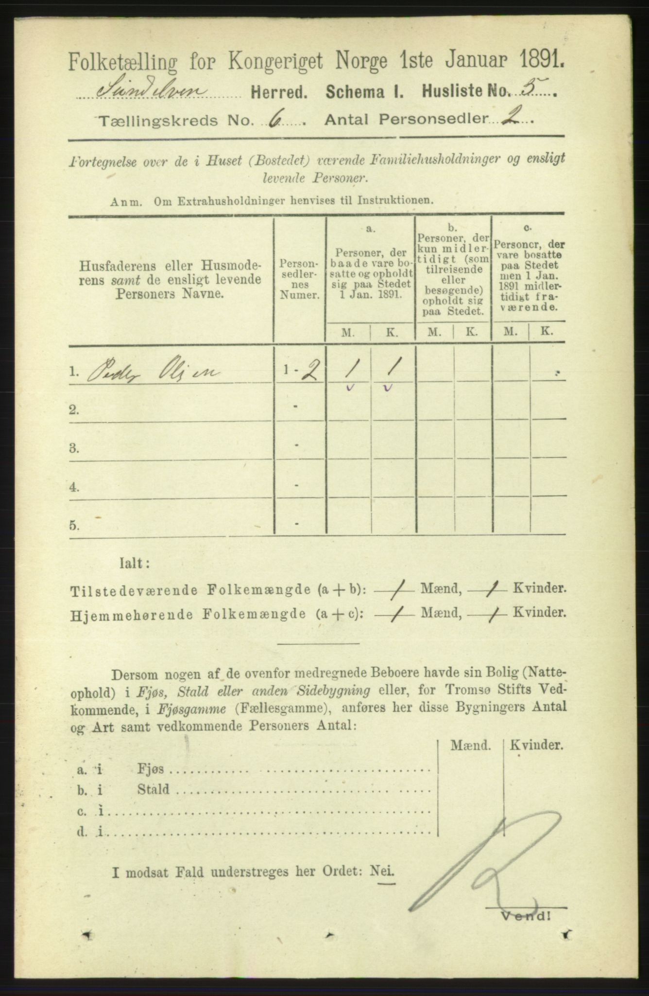 RA, 1891 census for 1523 Sunnylven, 1891, p. 1465