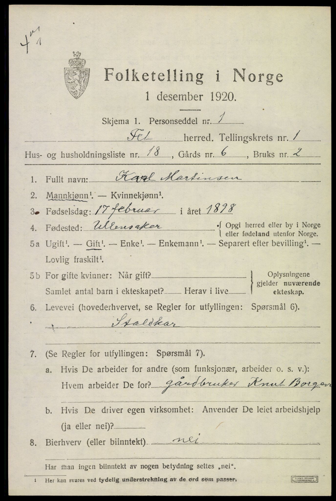 SAO, 1920 census for Fet, 1920, p. 2046