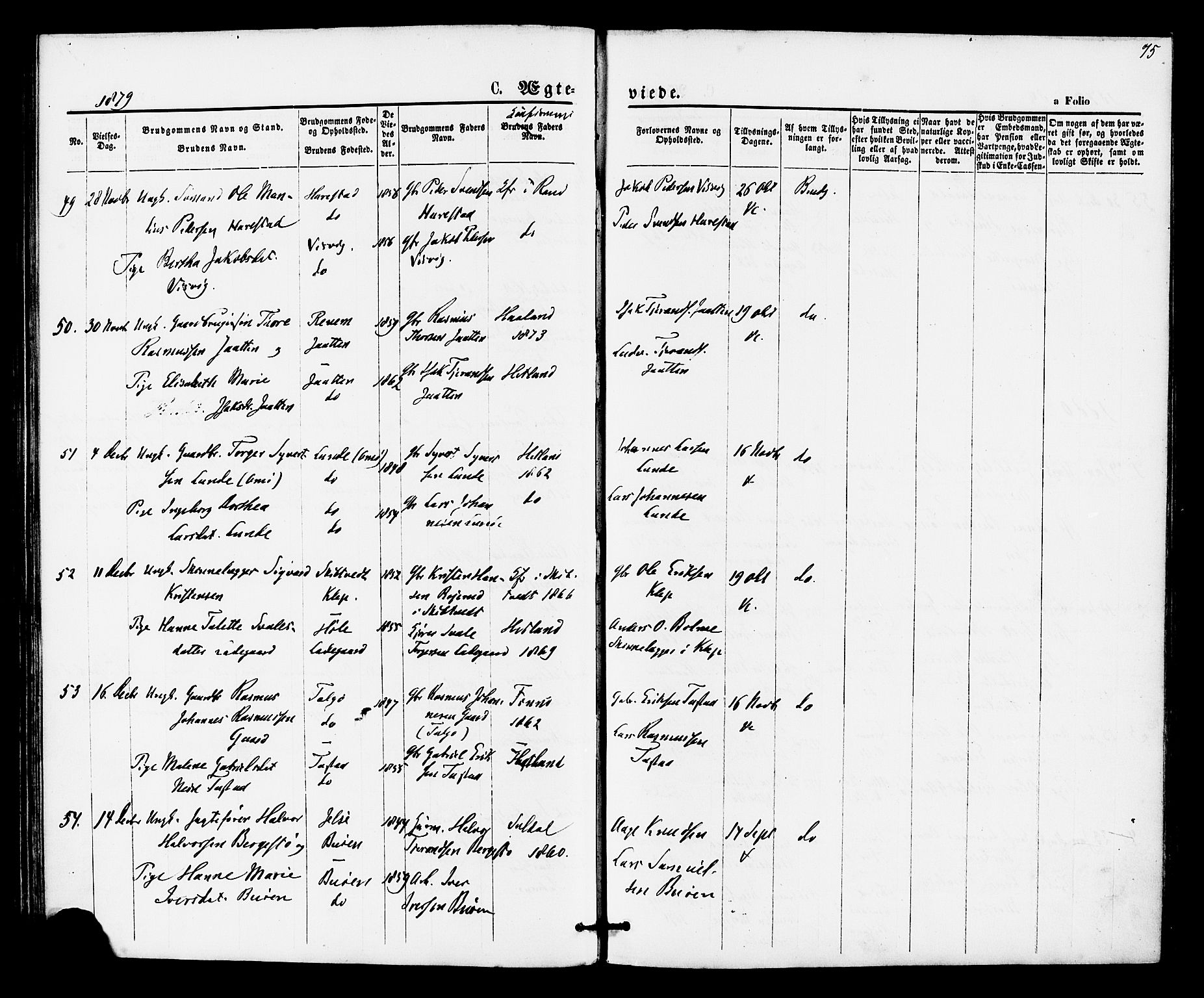 Hetland sokneprestkontor, SAST/A-101826/30/30BA/L0005: Parish register (official) no. A 5, 1869-1884, p. 75