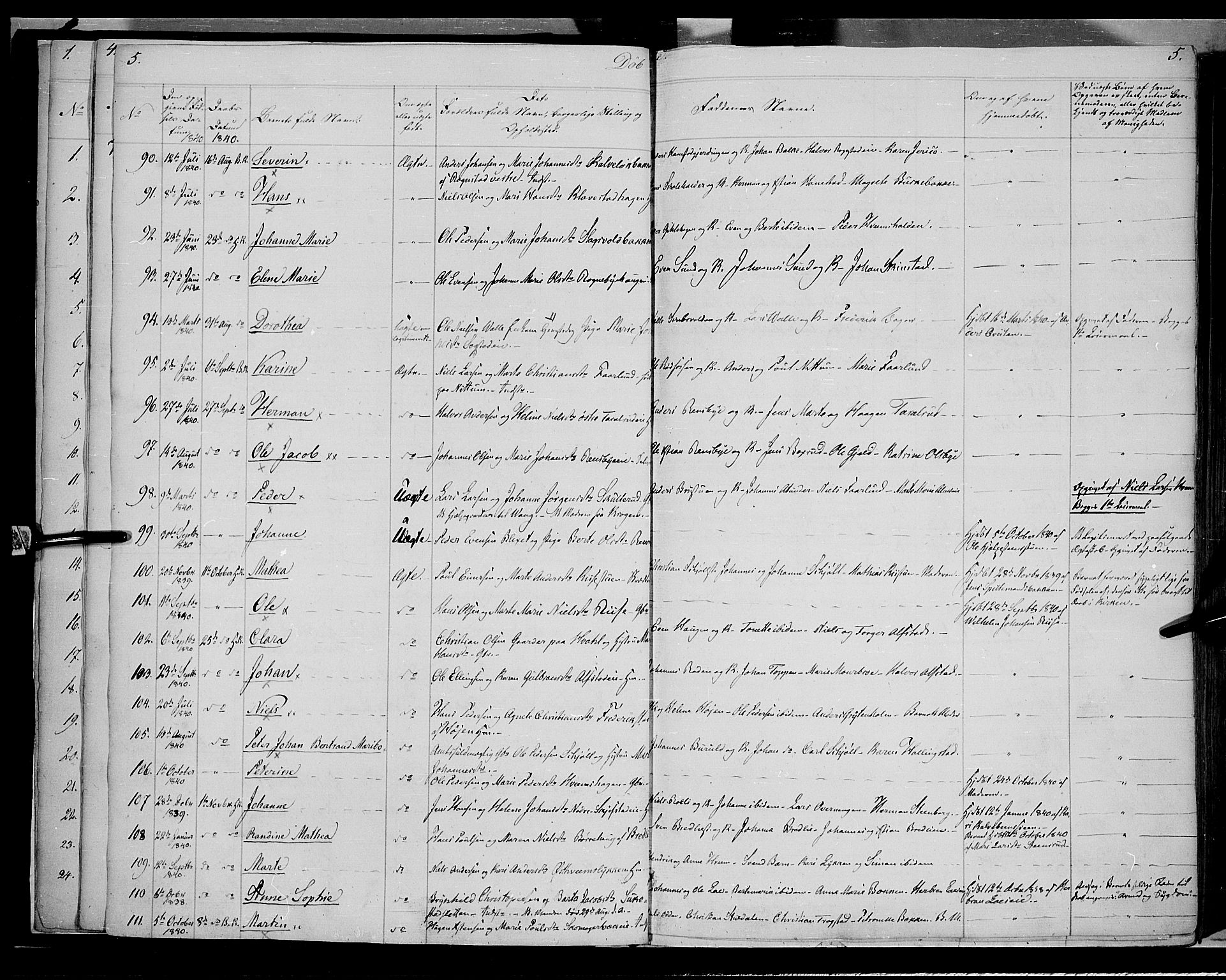 Østre Toten prestekontor, SAH/PREST-104/H/Ha/Haa/L0002: Parish register (official) no. 2, 1840-1847, p. 5