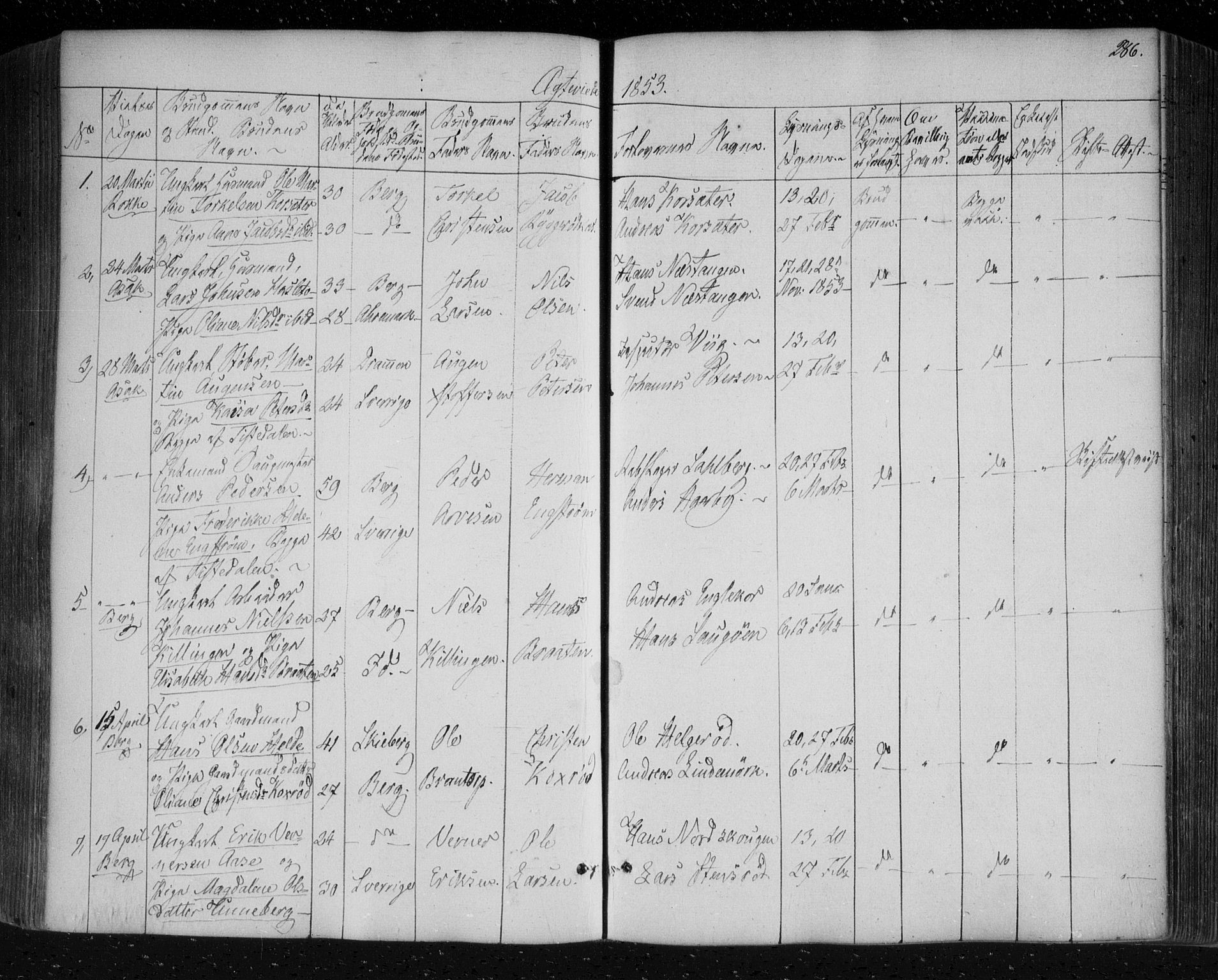 Berg prestekontor Kirkebøker, SAO/A-10902/F/Fa/L0004: Parish register (official) no. I 4, 1843-1860, p. 286