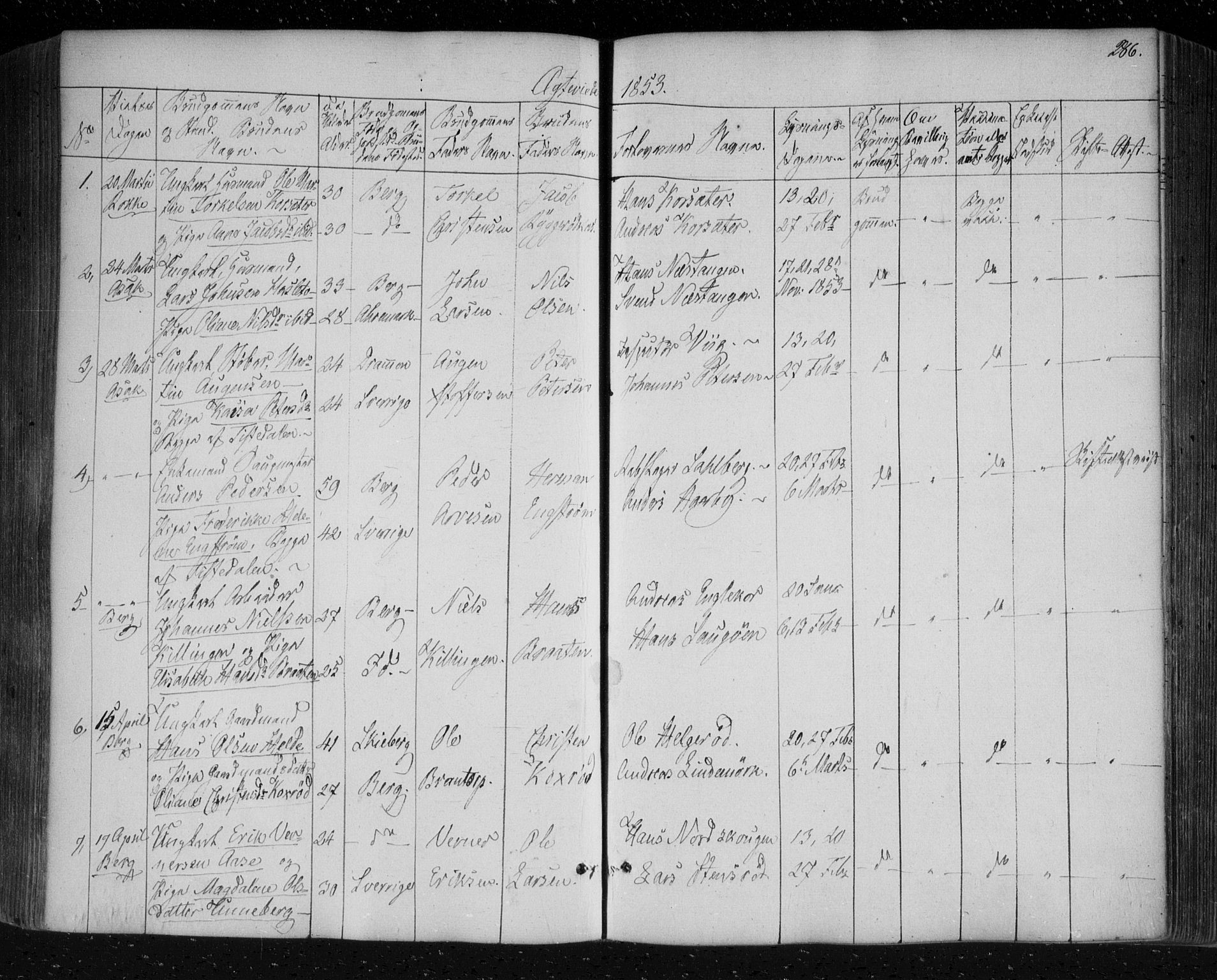 Berg prestekontor Kirkebøker, AV/SAO-A-10902/F/Fa/L0004: Parish register (official) no. I 4, 1843-1860, p. 286