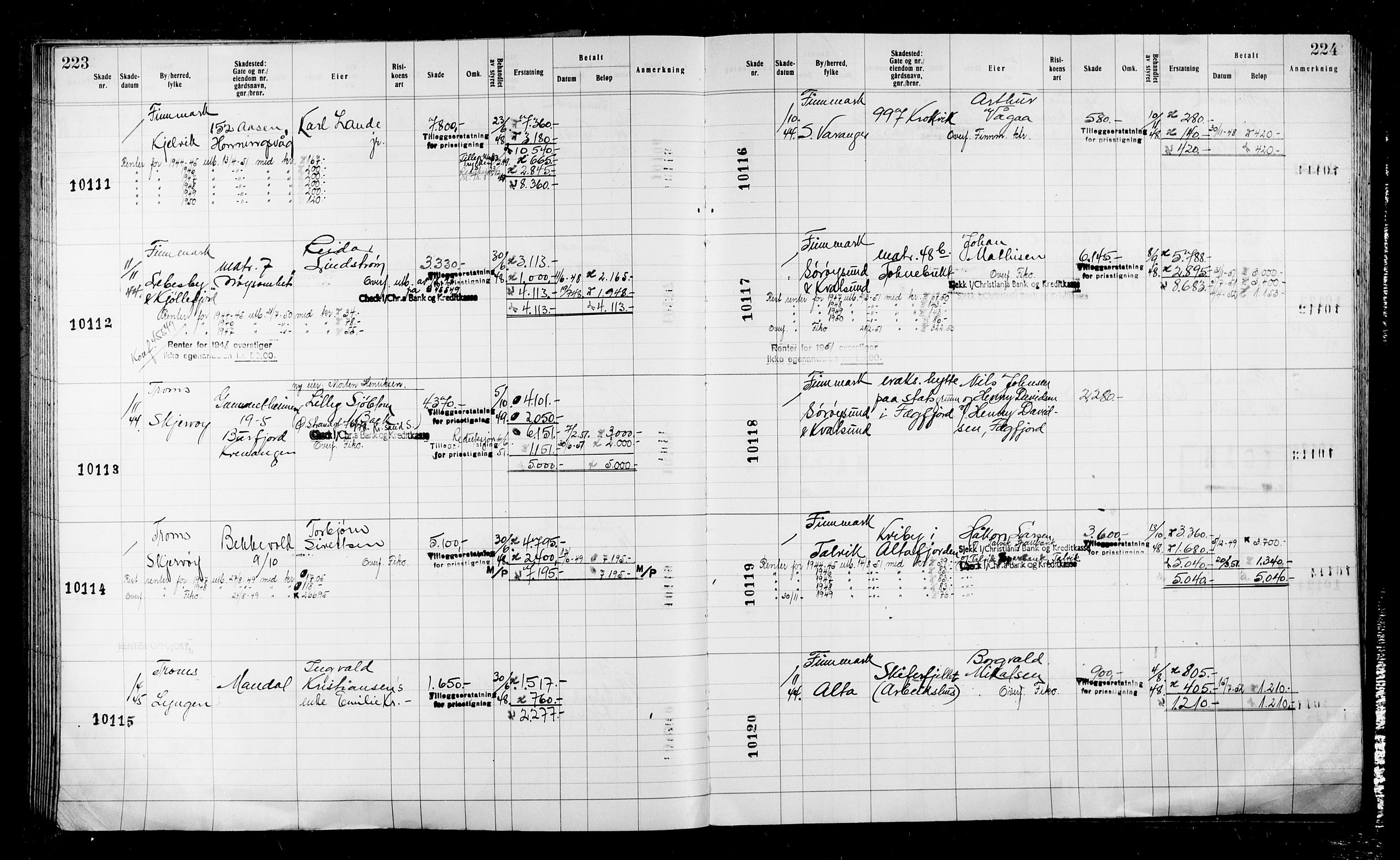 Krigsskadetrygdene for bygninger og løsøre, AV/RA-S-1548/V/L0043: Bygning, ikke trygdet., 1940-1945, p. 223-224