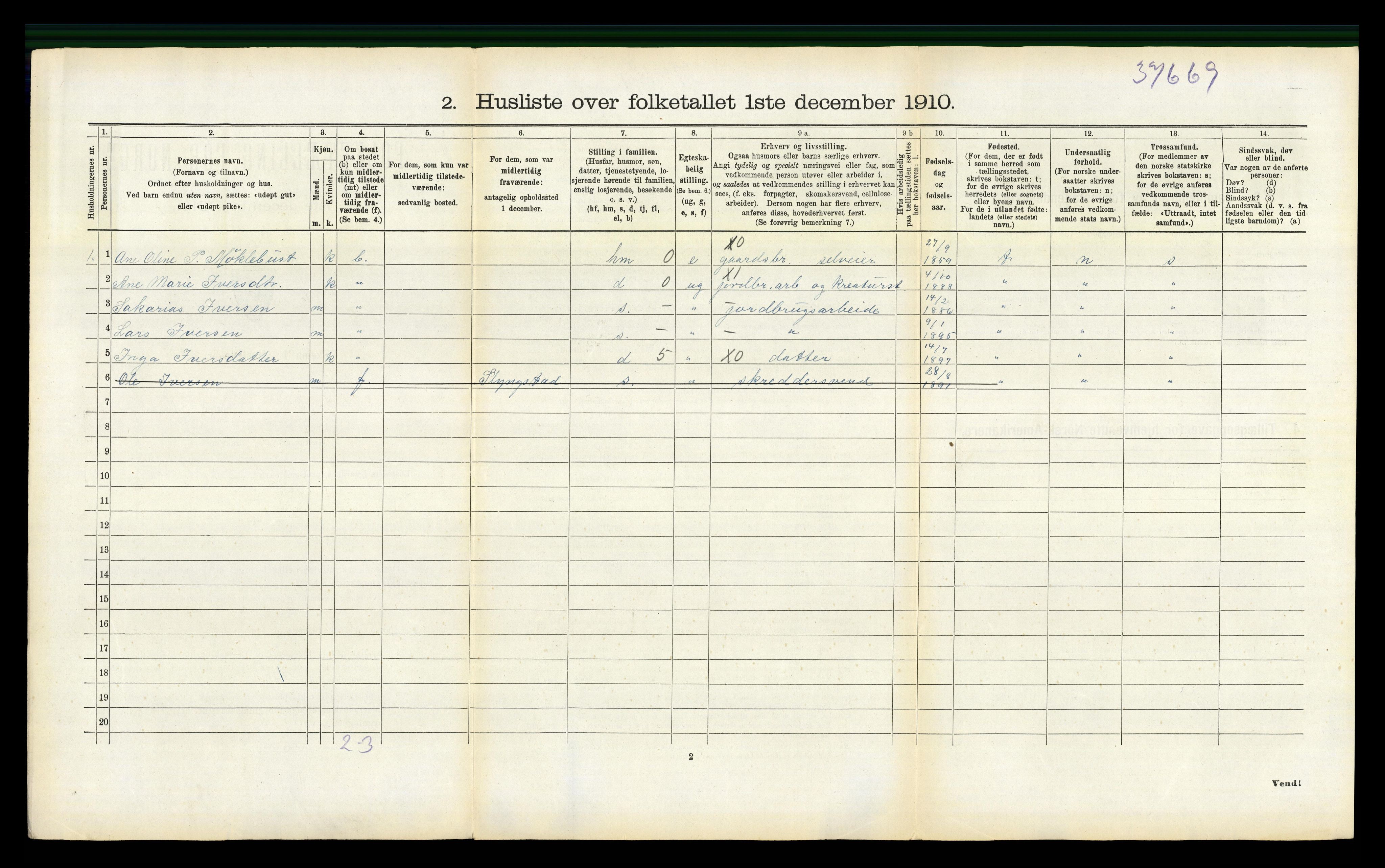 RA, 1910 census for Stranda, 1910, p. 319