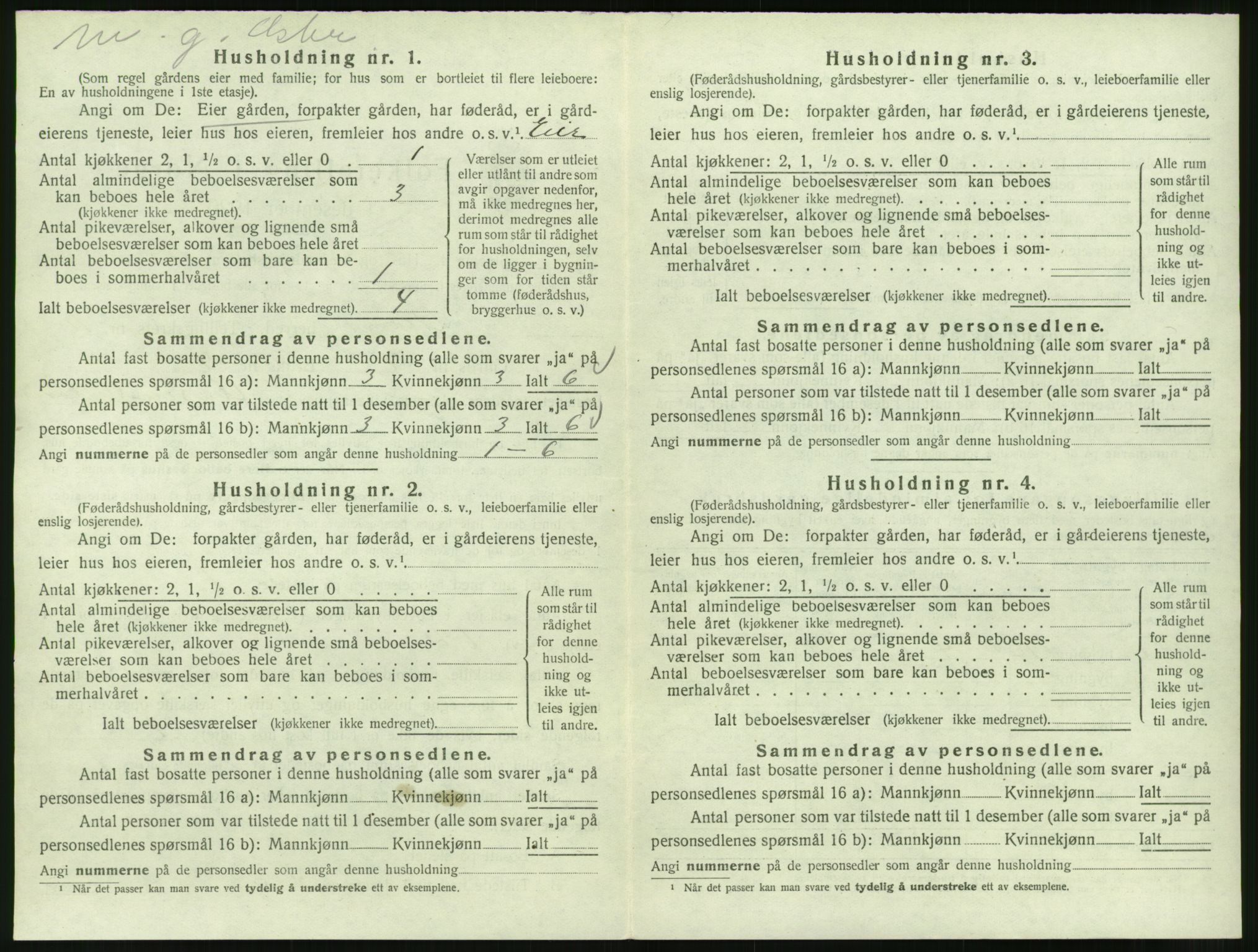 SAT, 1920 census for Veøy, 1920, p. 908